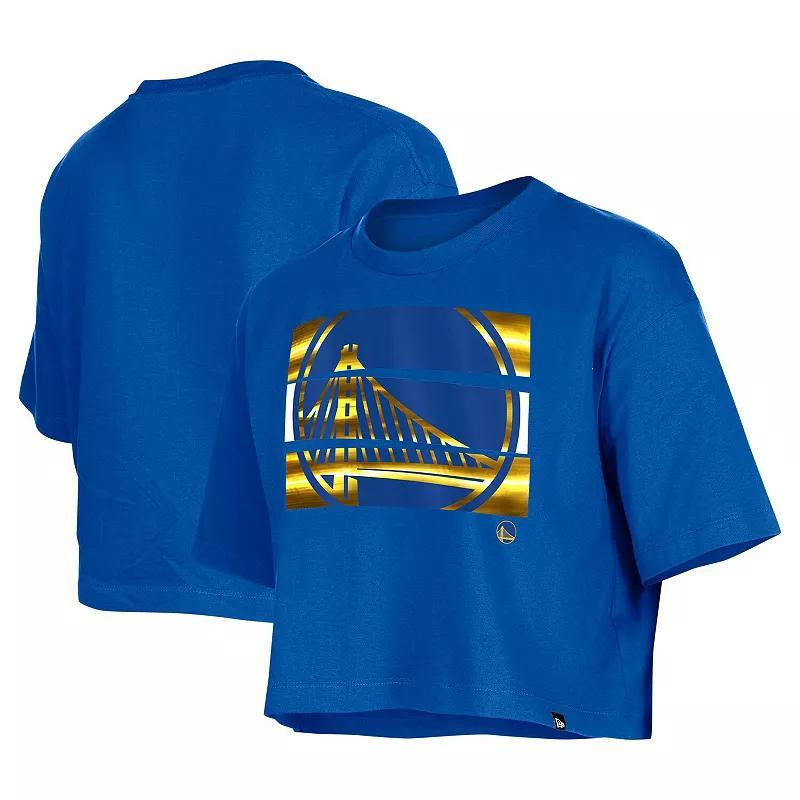 Womens New Era Royal Golden State Warriors Oversized Boxy Crop T-Shirt Product Image