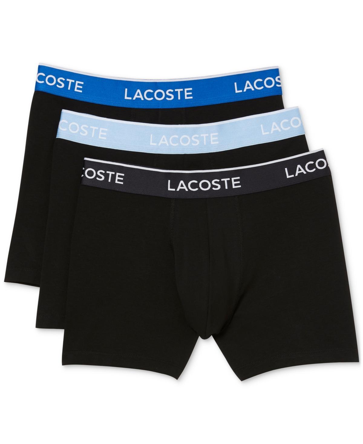 Lacoste Cotton Stretch Logo Waistband Long Boxer Briefs, Pack of 3 Product Image