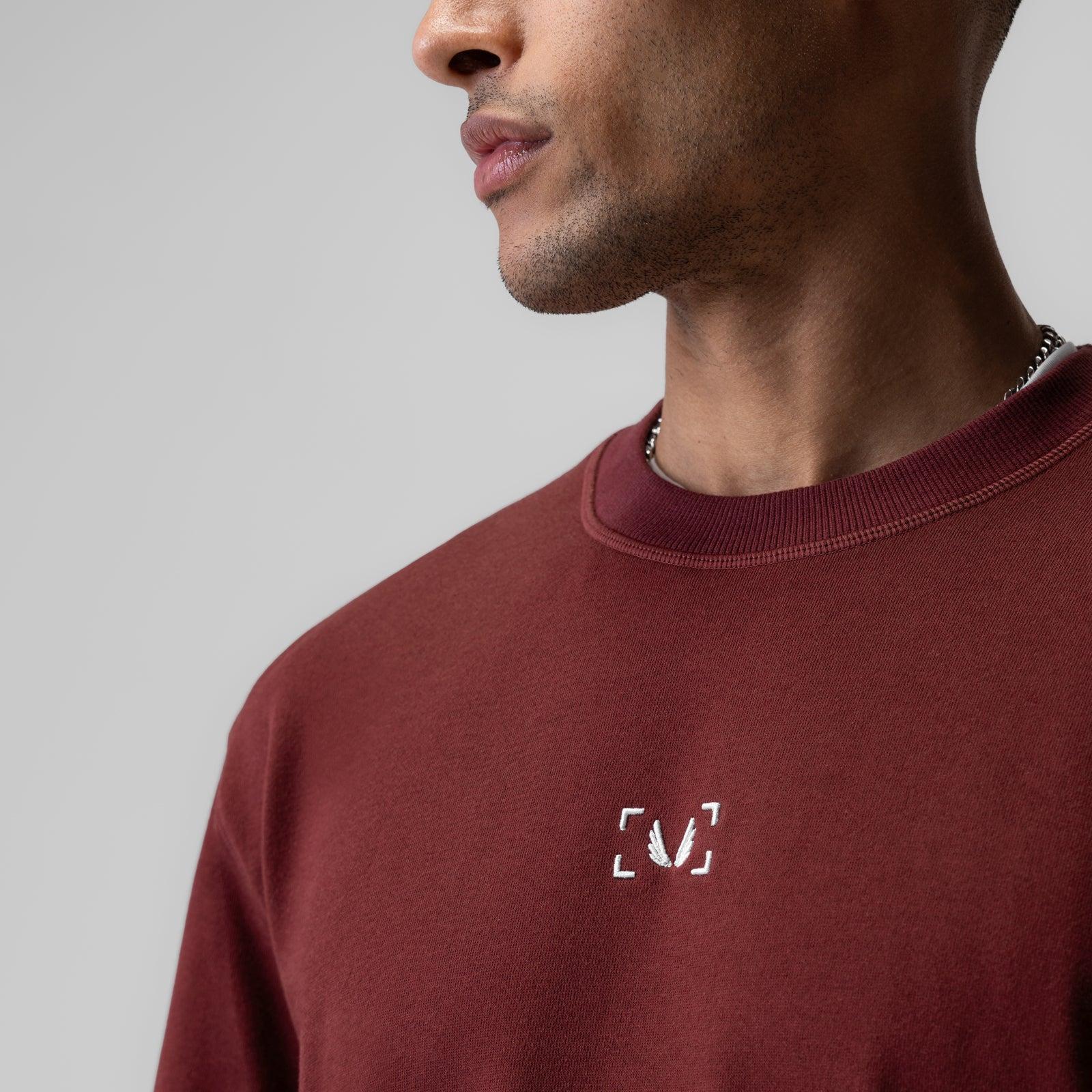 1026. Herringbone Terry Oversized Cinch Tee - Crimson Product Image