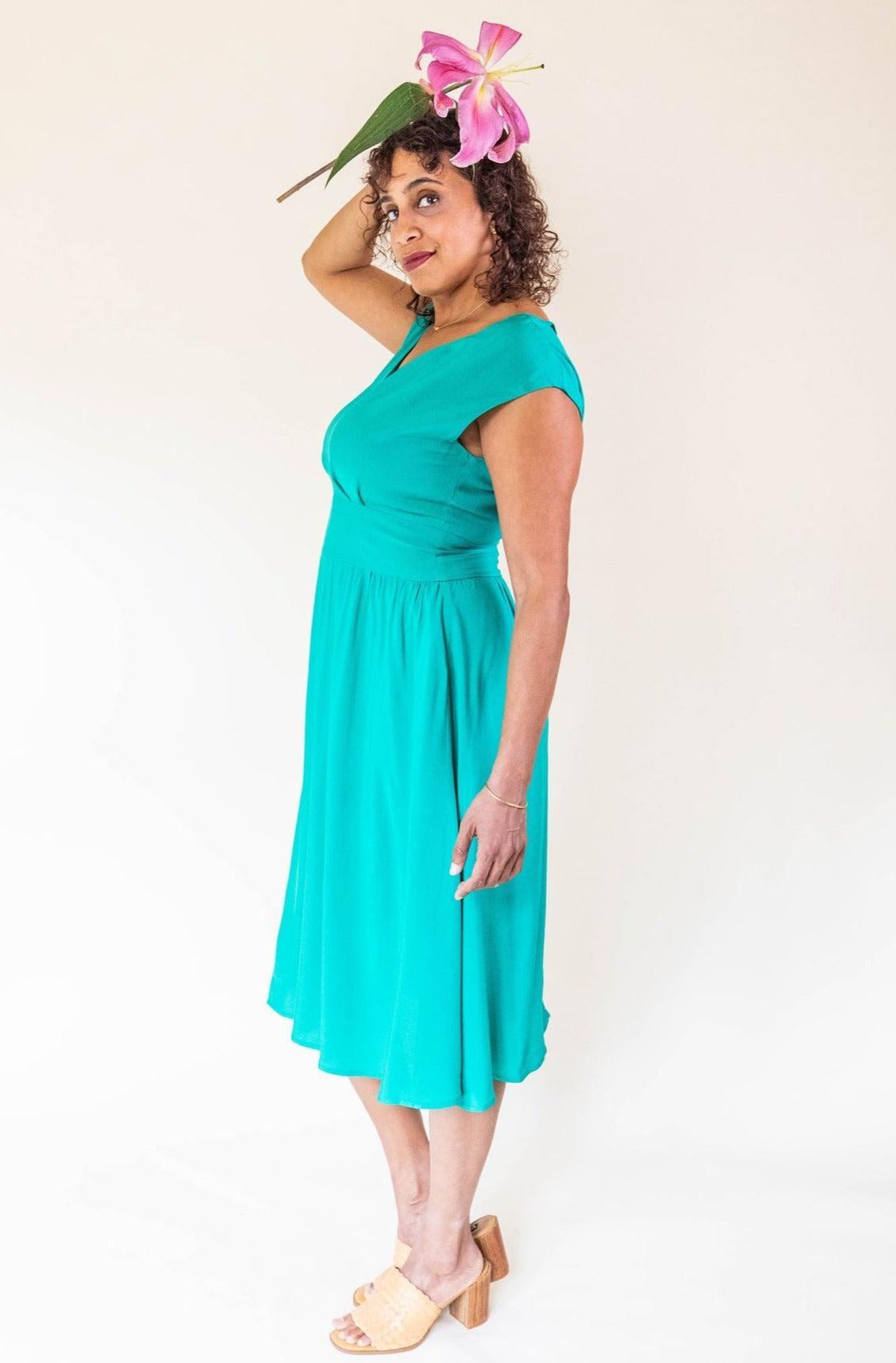 Joy dress in Teal Challis Product Image