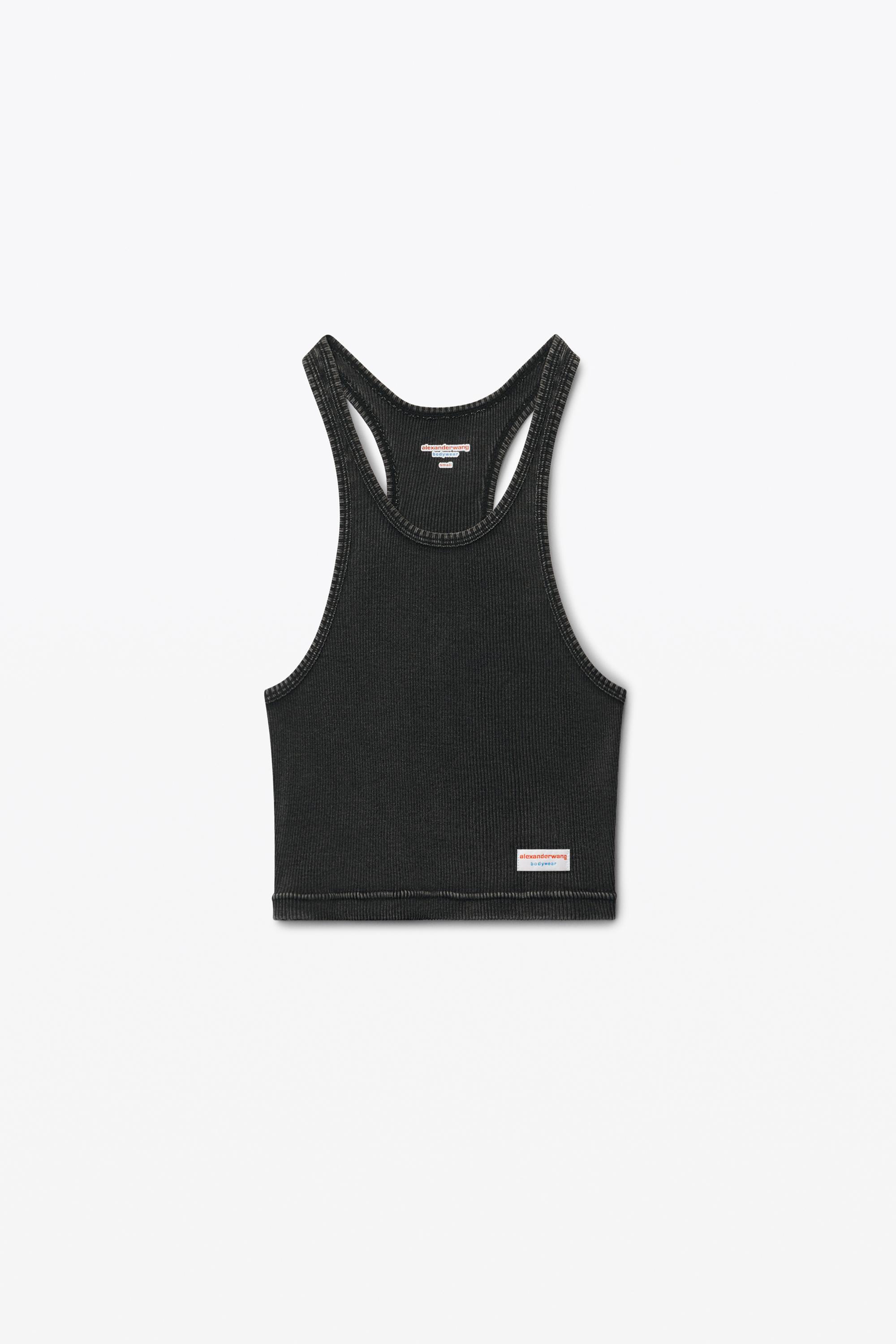 Cropped Racer Tank In Ribbed Cotton Product Image