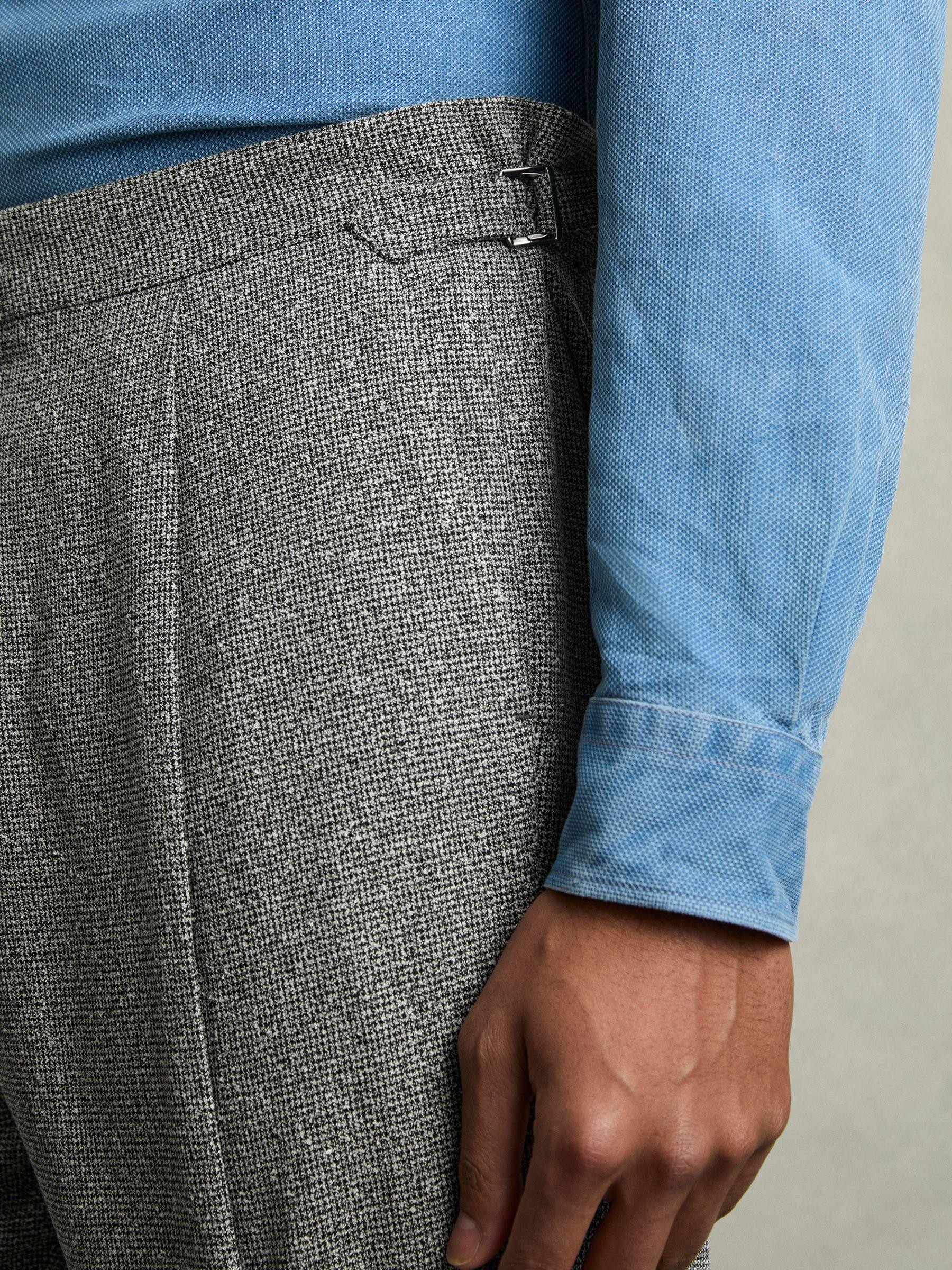 Puppytooth-Check Tailored Trousers in Soft Grey Product Image