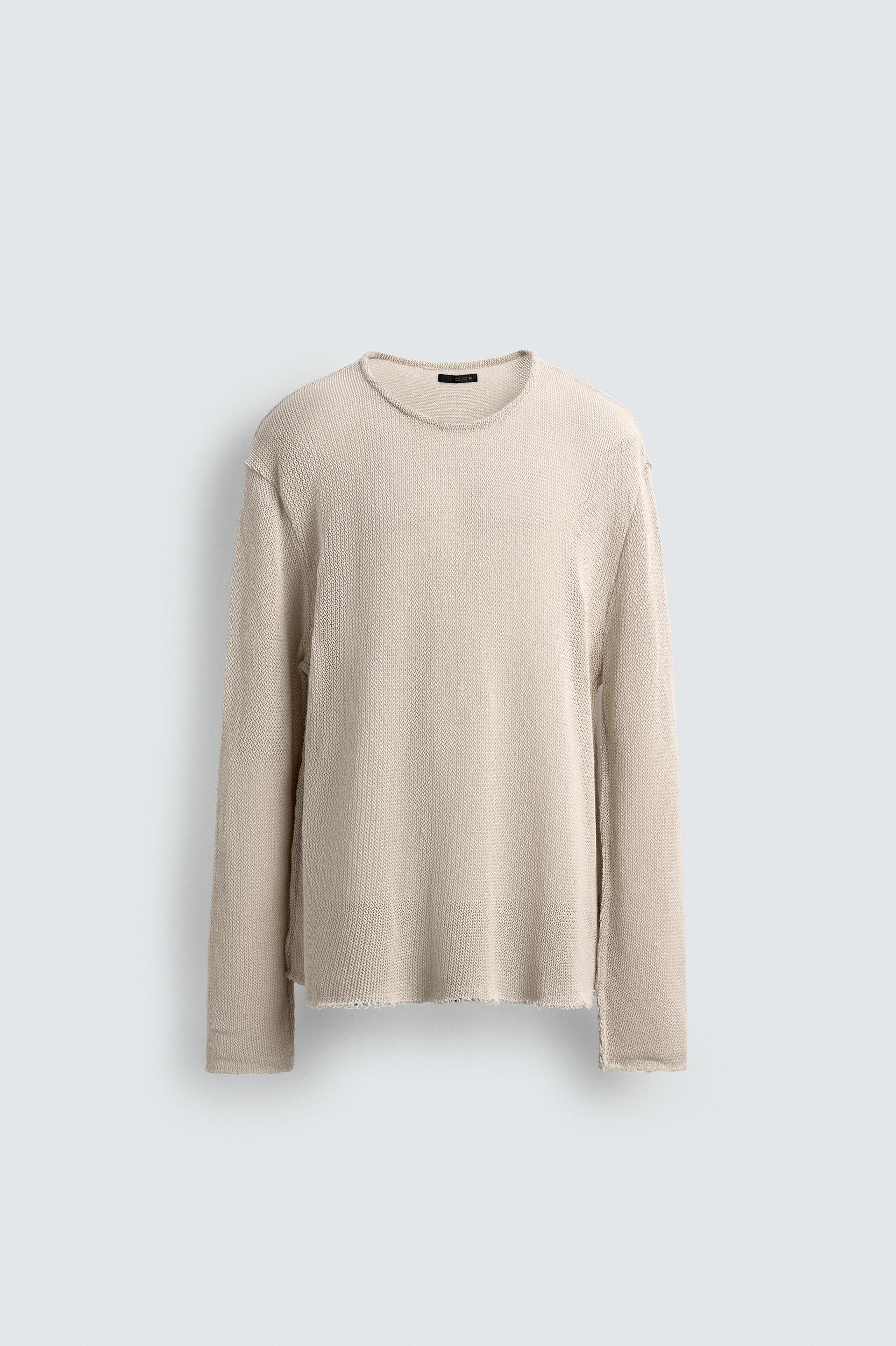 TEXTURED KNIT SWEATER WITH CUTOUTS Product Image