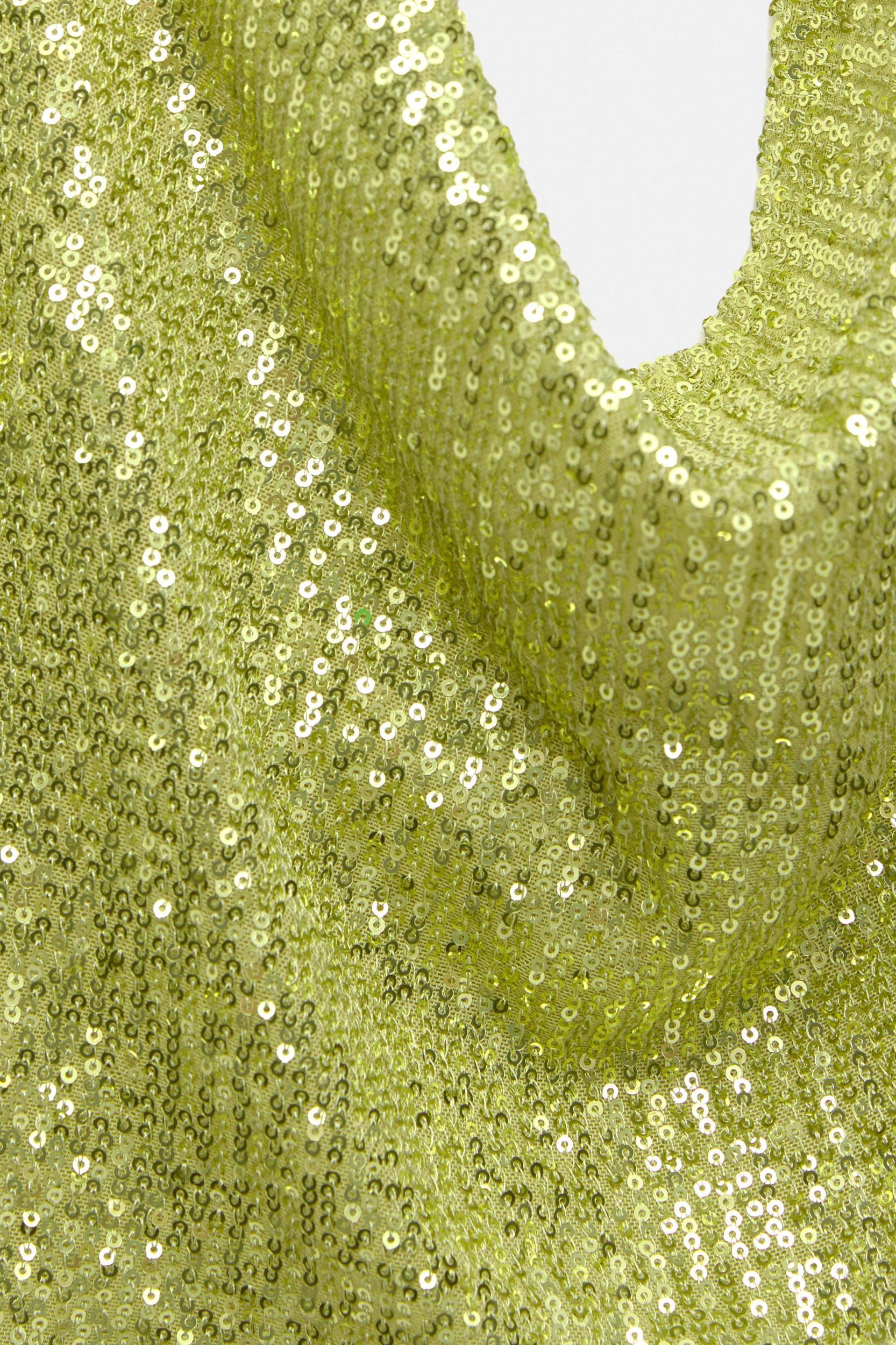 Draped halter neck top with sequins Product Image