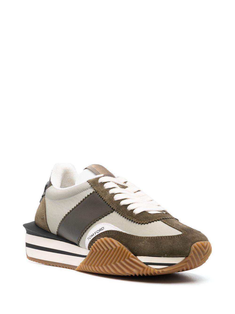 TOM FORD James Raised-sole Suede And Canvas Trainers In Green Product Image