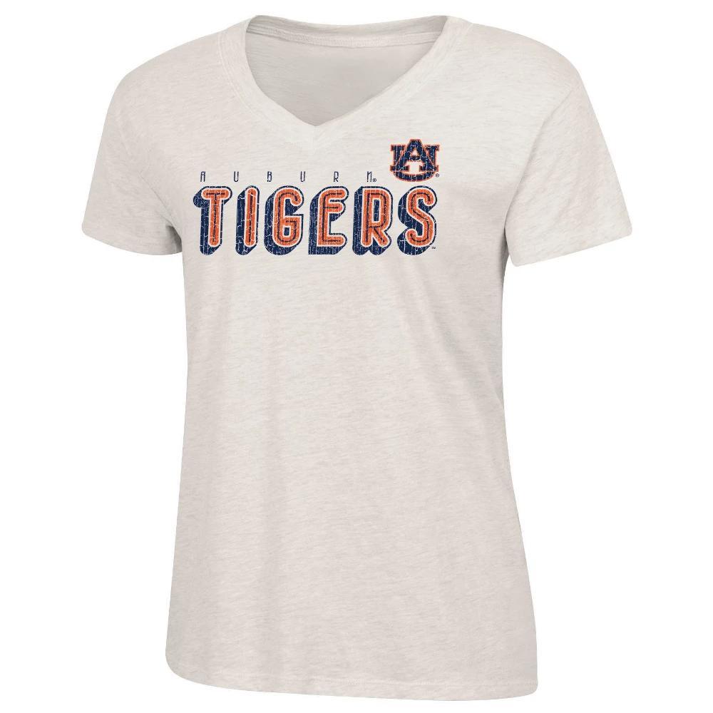 NCAA Auburn Tigers Womens Oatmeal V-Neck T-Shirt Product Image