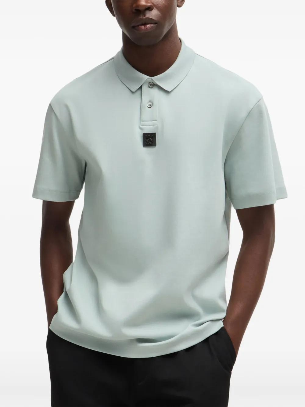 HUGO BOSS Interlock-cotton Polo Shirt With Stacked Logo In Light Grey Product Image