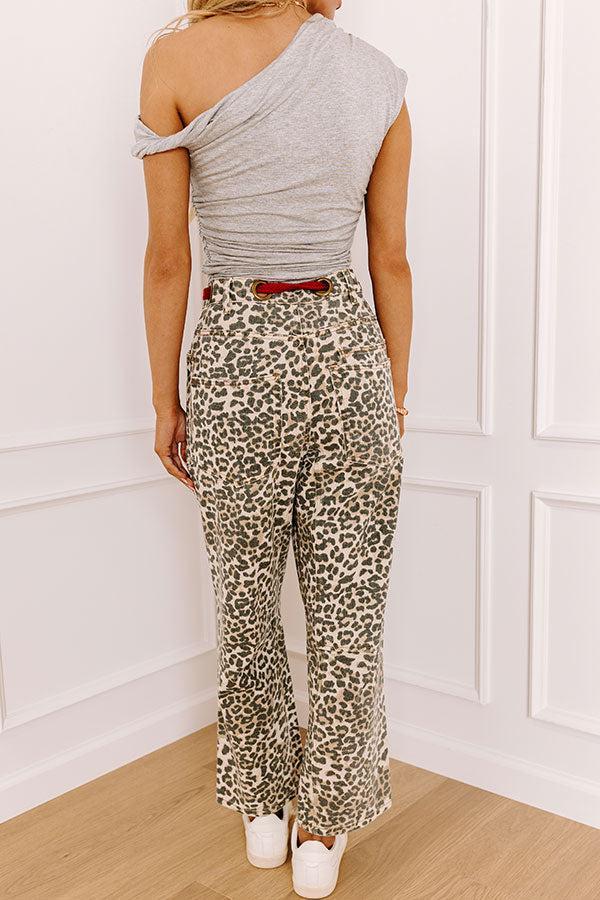 The Lenny Midrise Wide Leg Leopard Pants Product Image