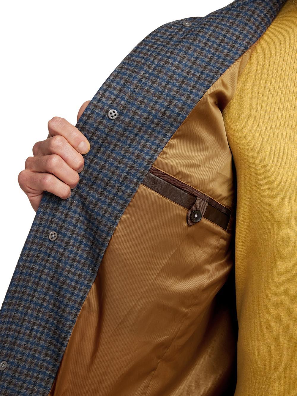 Wool Blend Check Carcoat - Multi Product Image