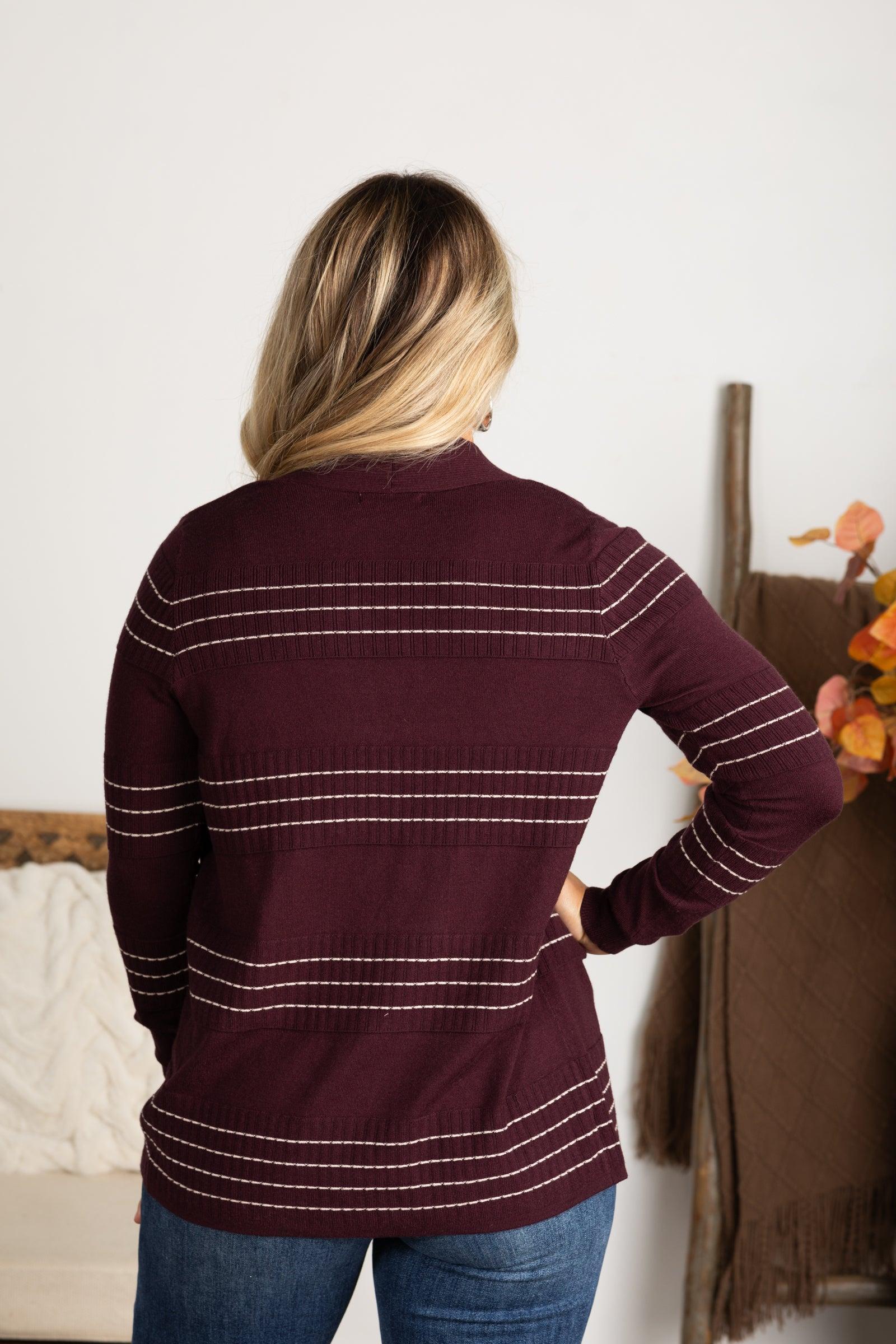 Stitch Striped Open Front Cardigan Product Image