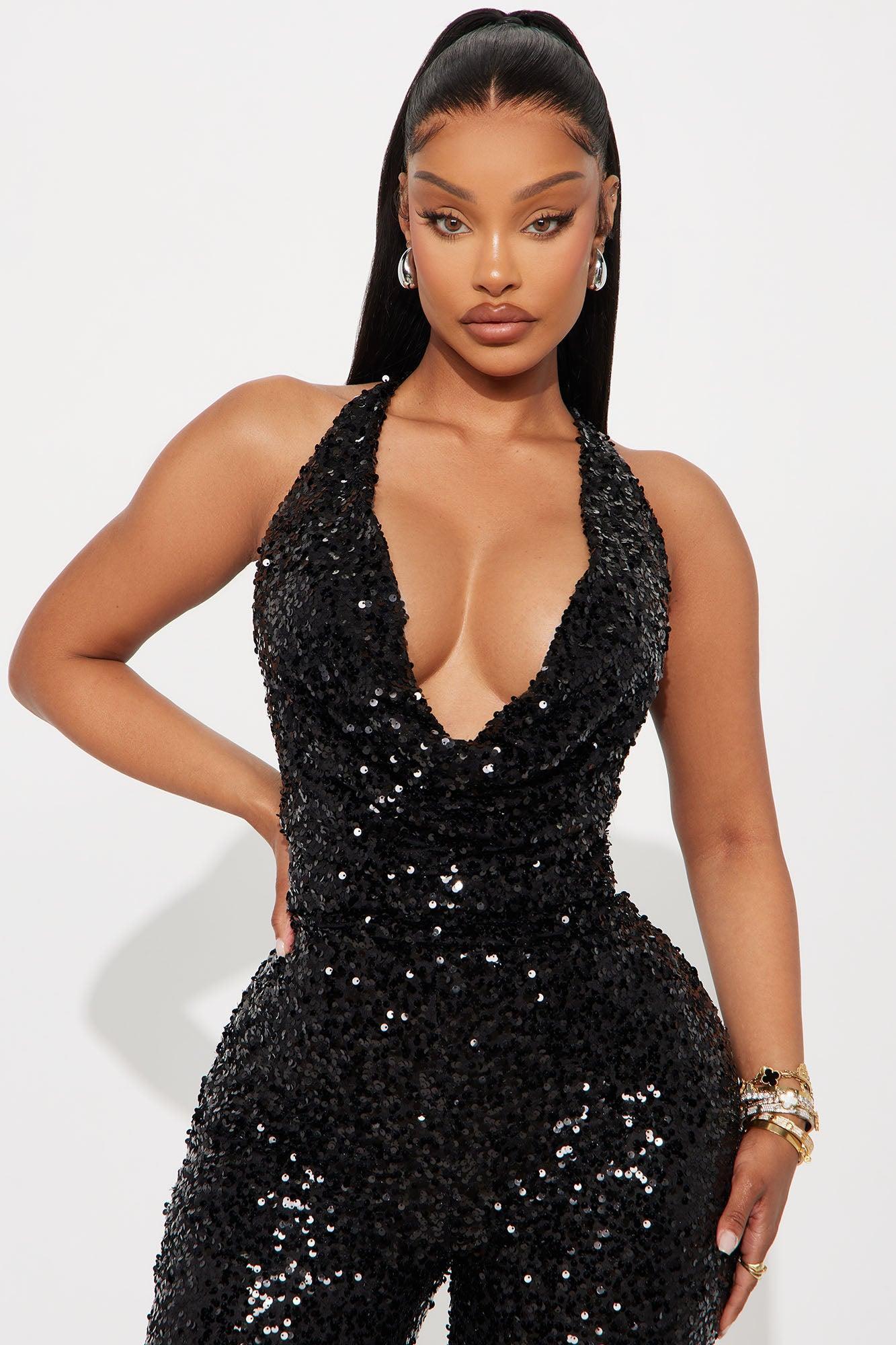 Meet Me On The Dance Floor Sequin Jumpsuit - Black Female Product Image