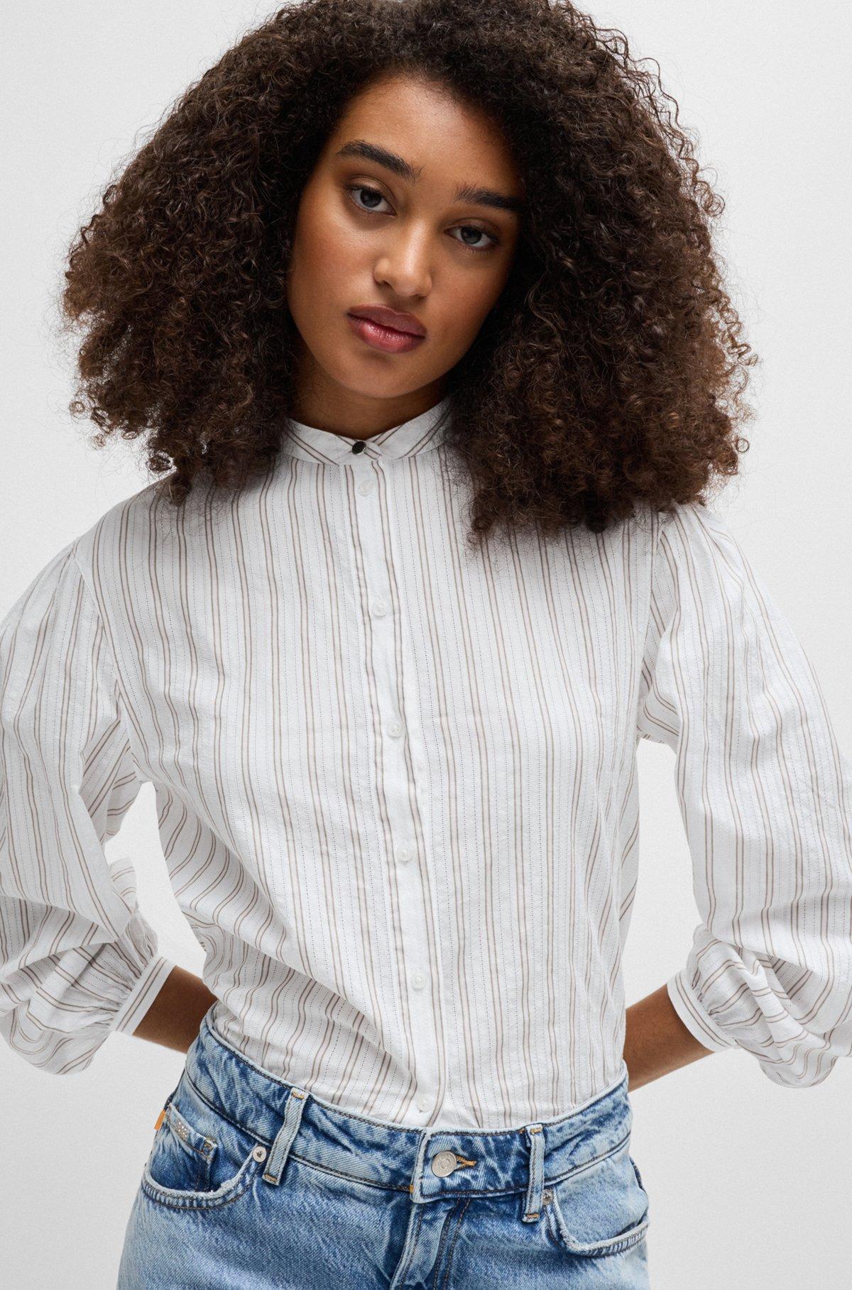 Regular-fit blouse in striped cotton poplin Product Image