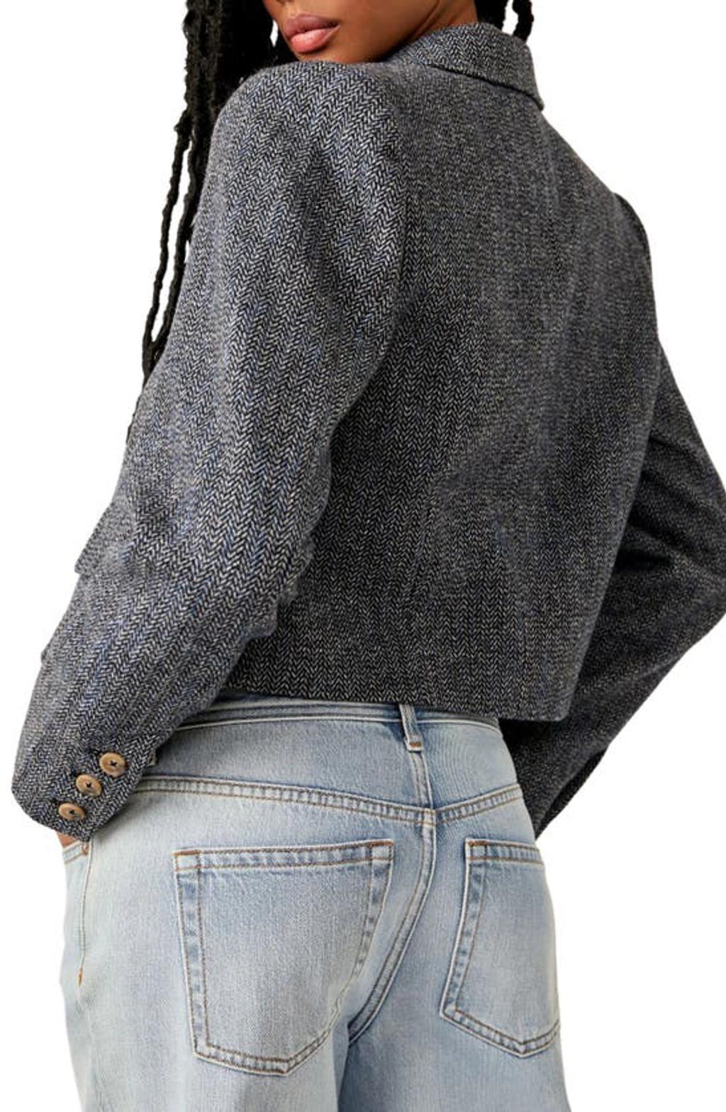 Heritage Double Breasted Crop Blazer In Grey Product Image