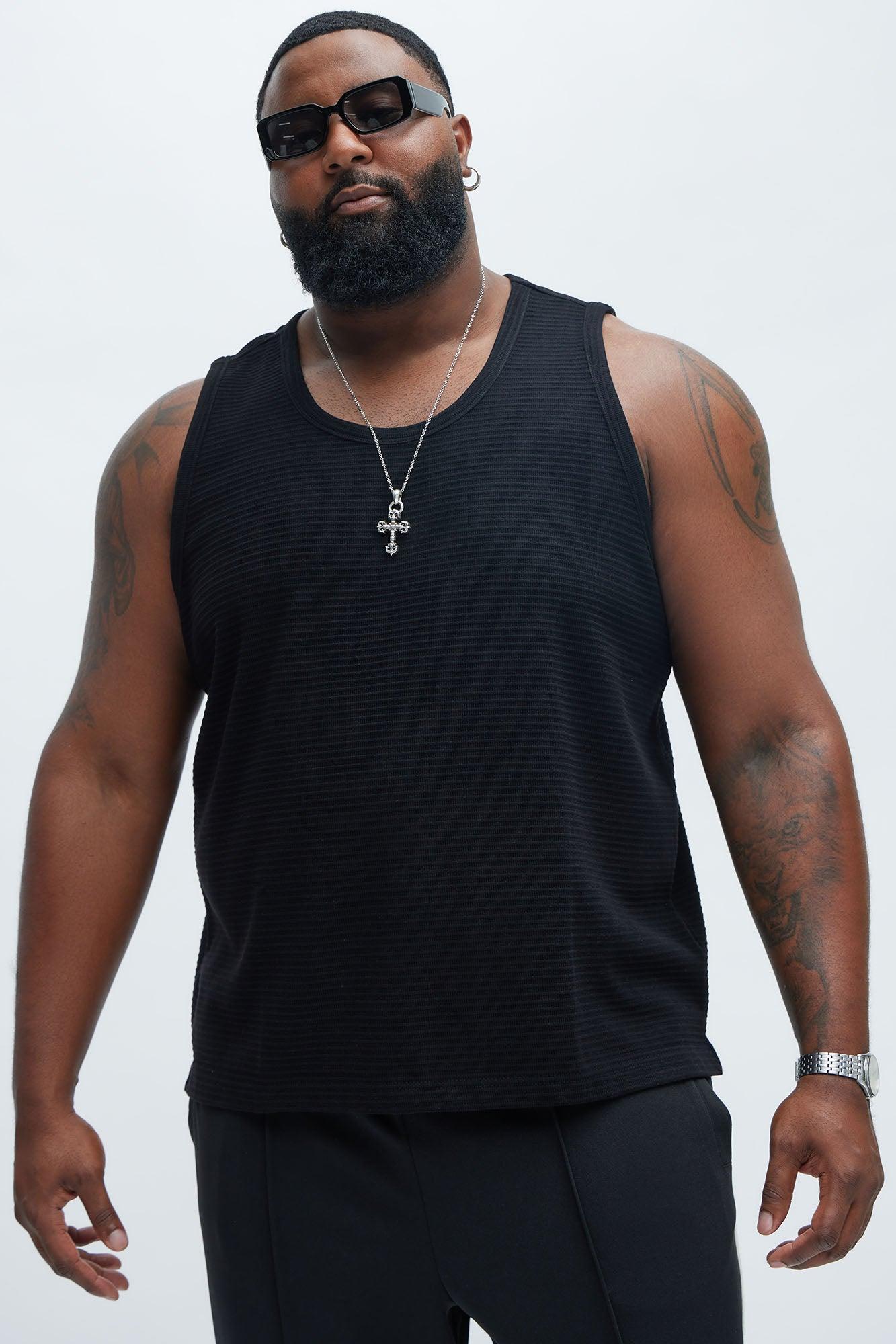 Athens Rib Textured Relaxed Tank - Black Product Image