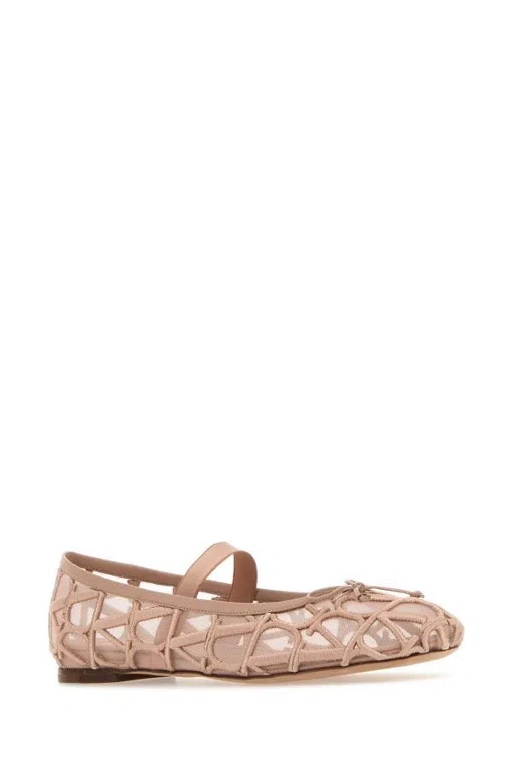 VALENTINO GARAVANI Pink Toile Iconographe Ballerina Flats Product Image