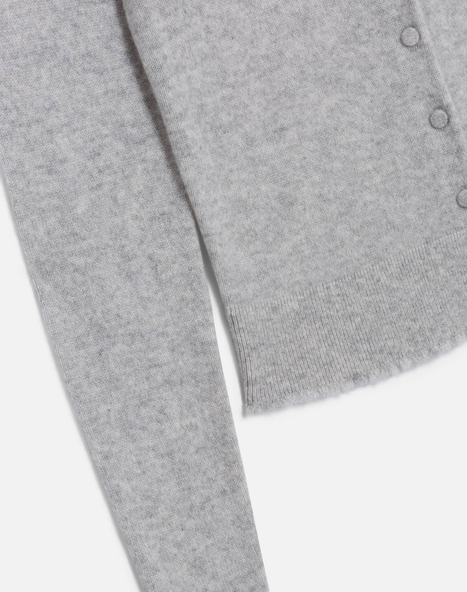 Cashmere Crewneck Cardigan - Light Heather Grey Female Product Image