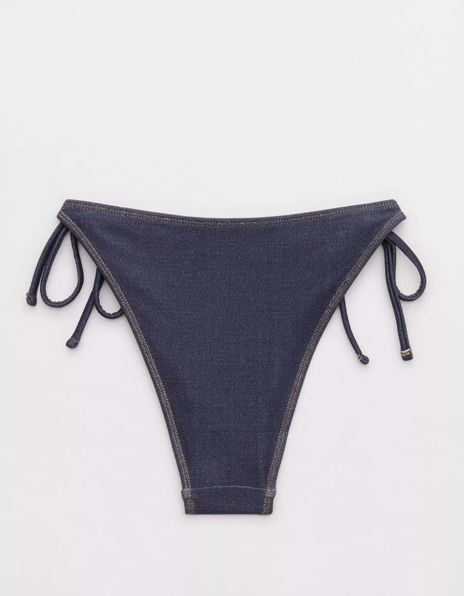 AE x Aerie Match Made In Denim Cheekiest Tie Bikini Bottom Product Image