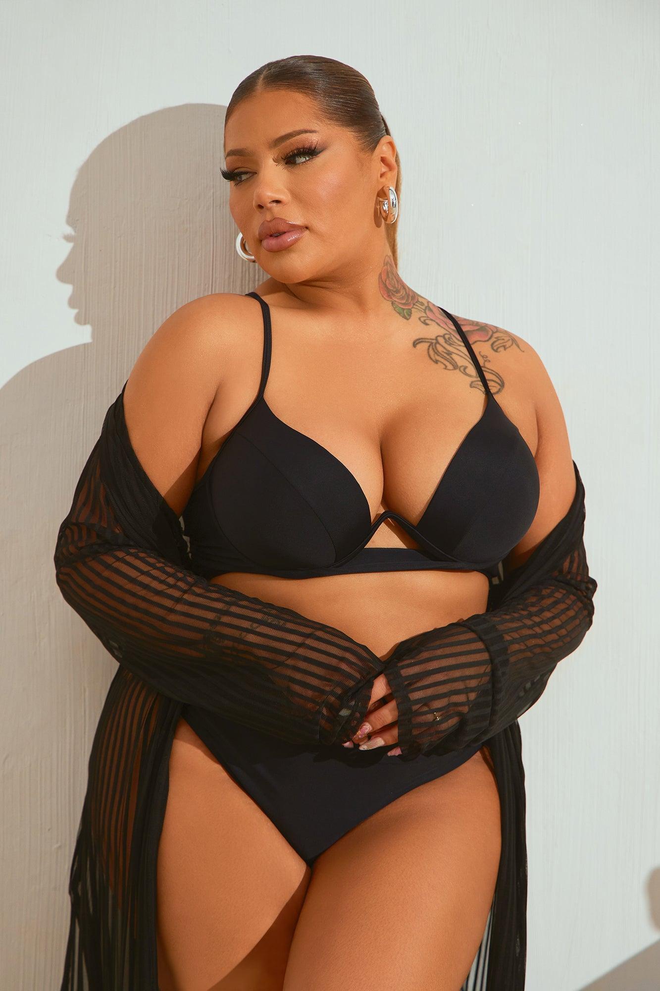 Beach Shade Stripe Cover Up Kimono - Black Product Image