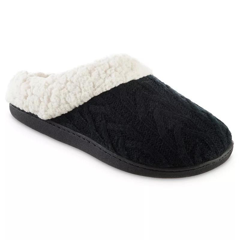 isotoner Alexis Women's Cable Knit Hoodback Slippers, Size: Small, Black Product Image