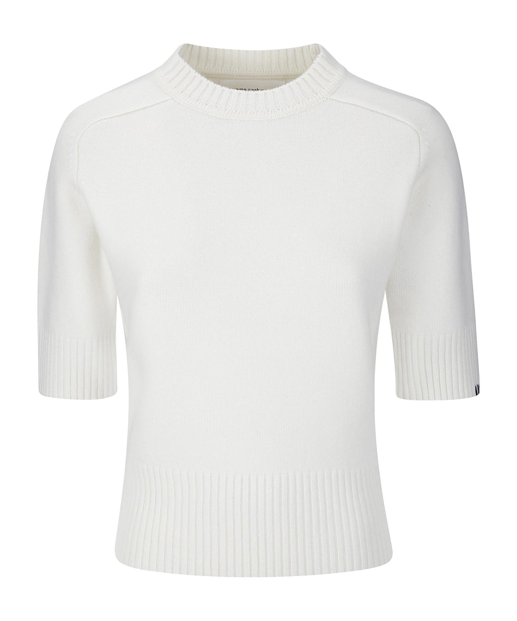 EXTREME CASHMERE Short-sleeved Knitted Sweater In White Product Image