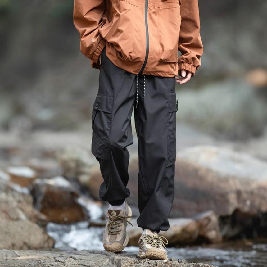 Drawstring Waist Harem Cargo Pants Product Image