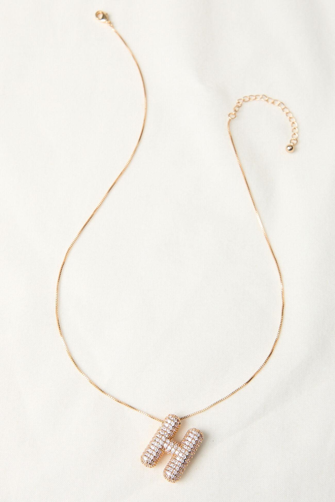 18K Gold Monogram Charm Necklace - H Product Image