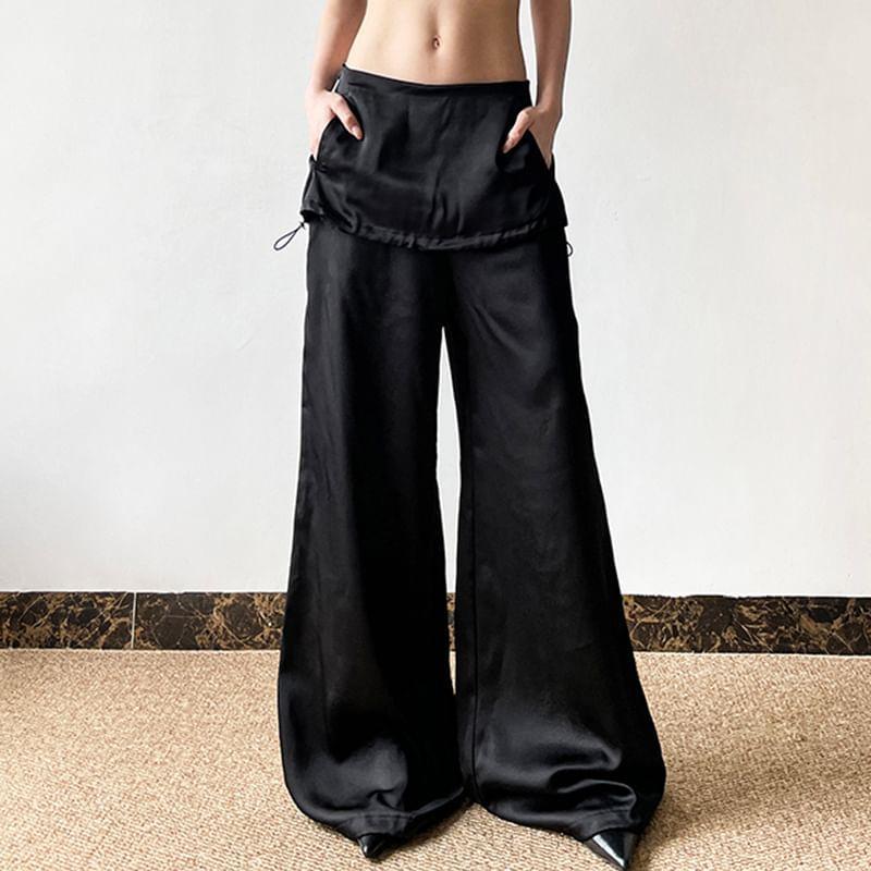 High Rise Plain Wide Leg Pants Product Image