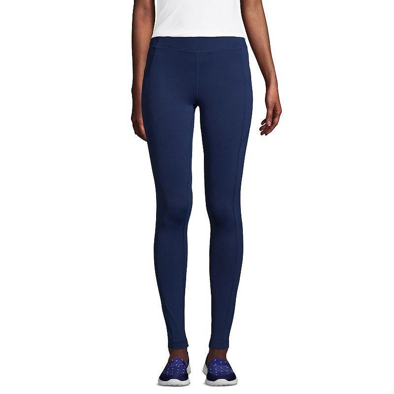 Petite Lands End Active Compression Leggings, Womens Blue Breeze Floral Product Image