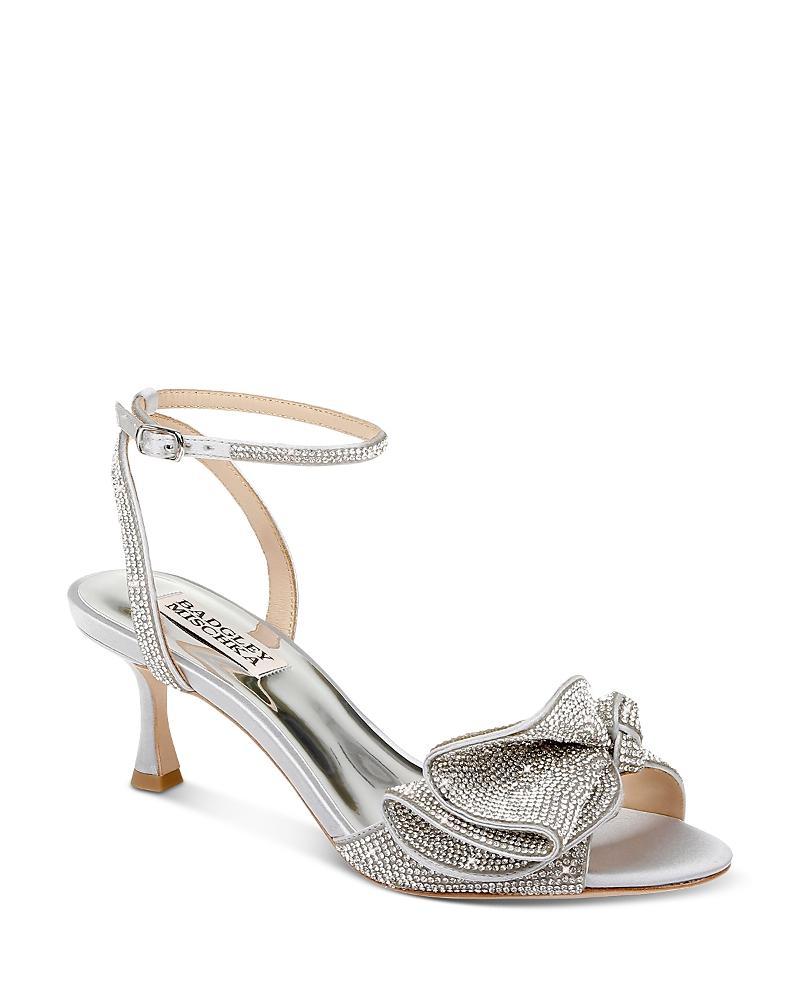 Badgley Mischka Remi Crystal Embellished Ruffle Bow Dress Sandals Product Image