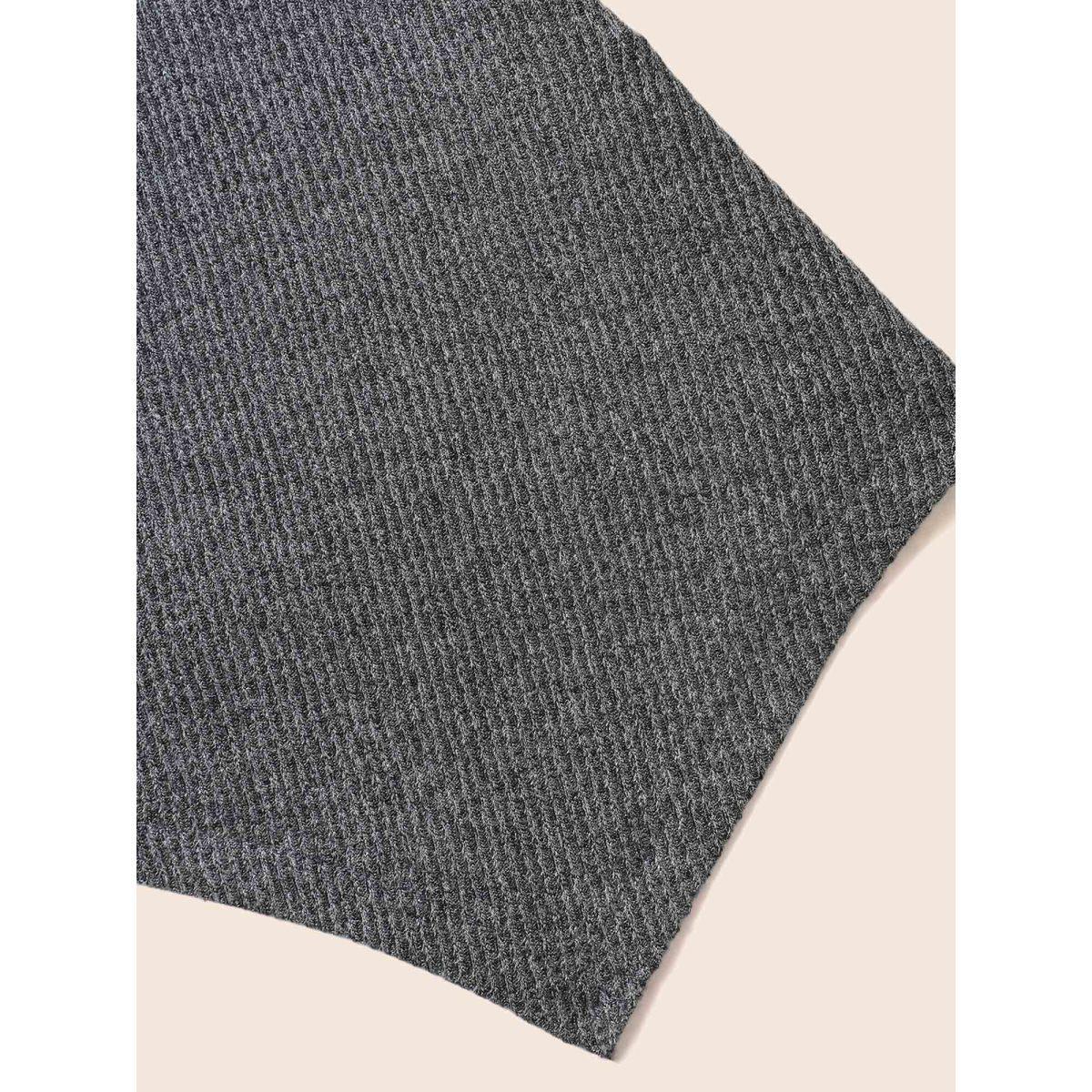 Plus Size Solid V Neck Asymmetrical Hem T-shirt DimGray Women Casual Texture V-neck Bodycon Everyday T-shirts BloomChic 12/L Product Image