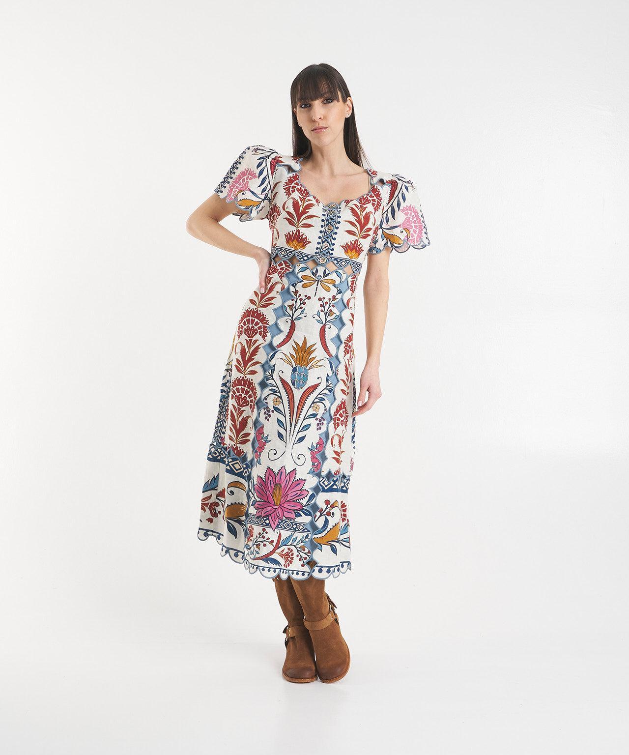 Maxi dress with print and cut-outs Product Image