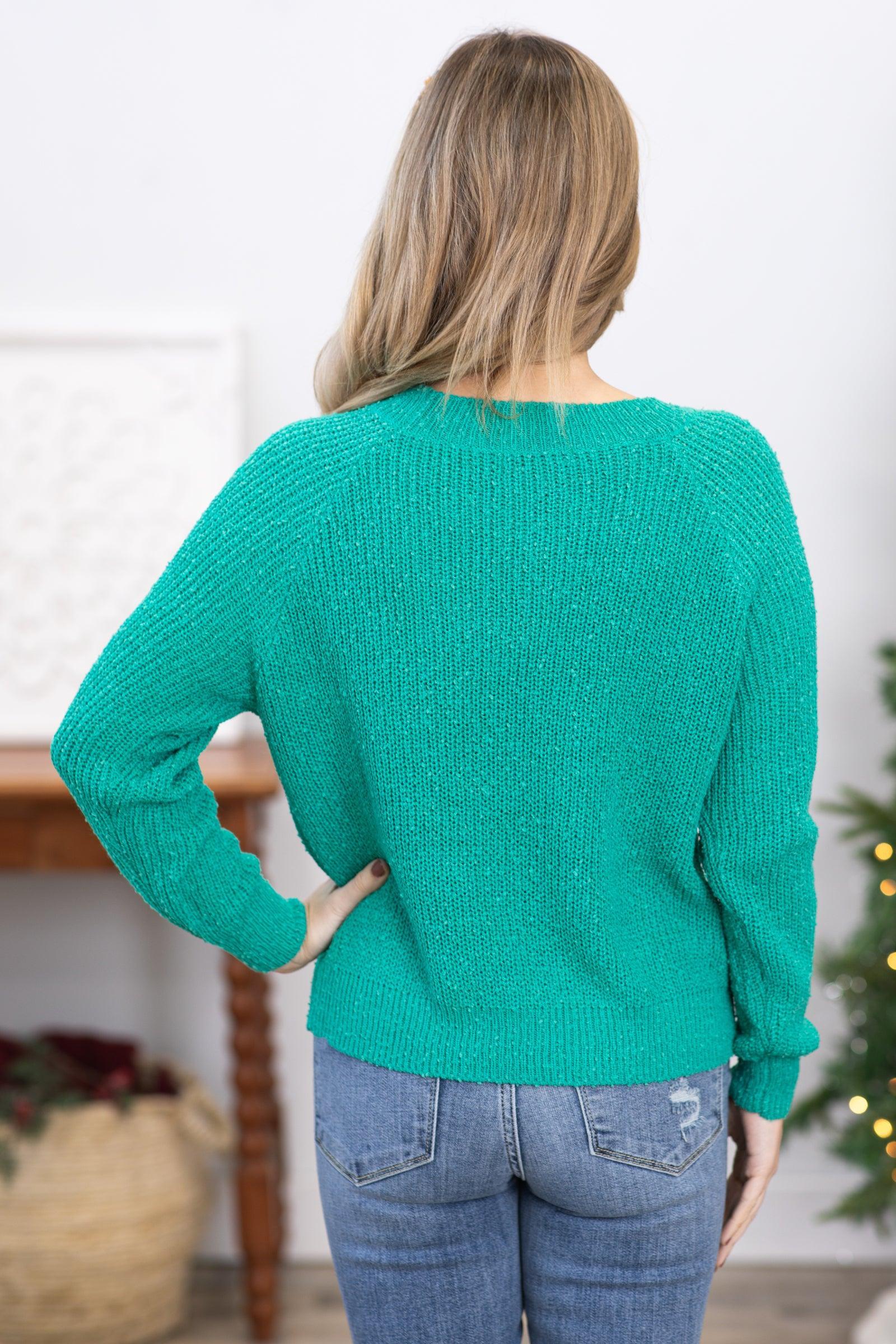 Emerald Green Ribbed Sweater Product Image