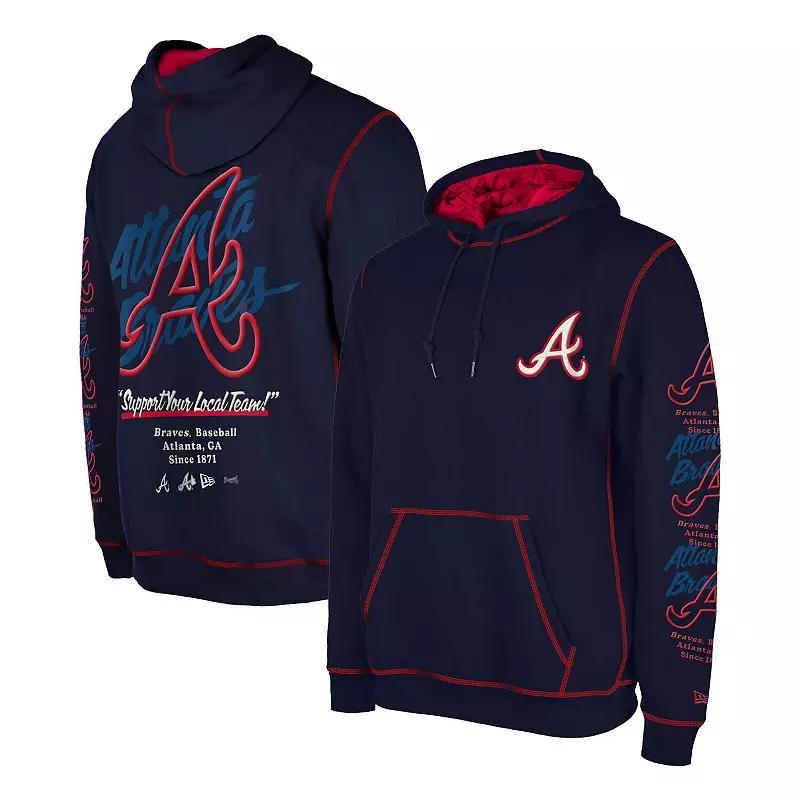 Men's New Era Navy Atlanta Braves Team Split Pullover Hoodie, Size: Medium, Blue Product Image