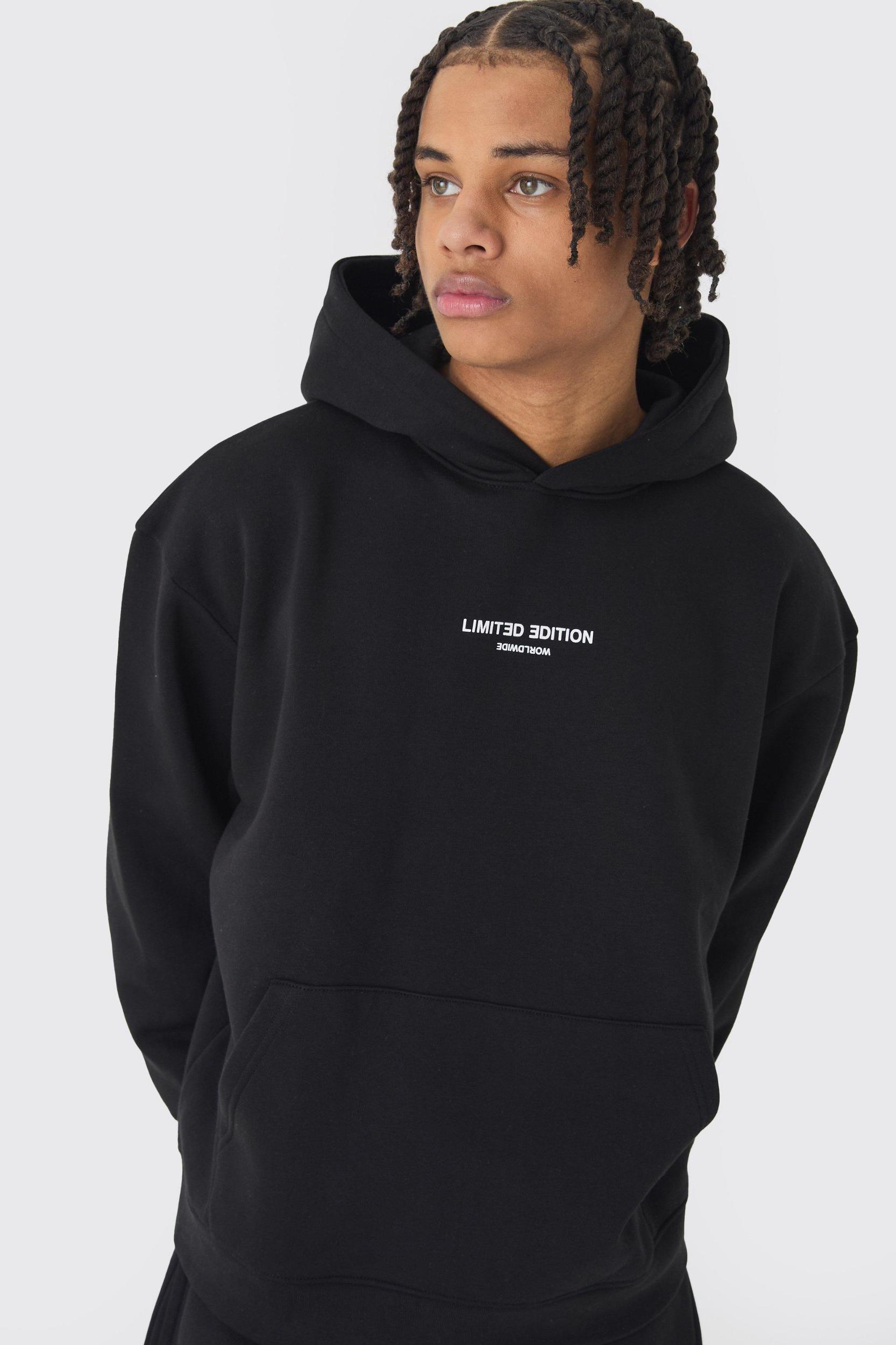 Oversized Boxy Limited Edition Extended Drawcords Hooded Tracksuit | boohooMAN USA Product Image