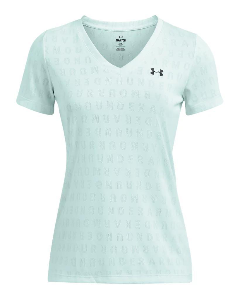 Women's UA Velocity Wordmark Jacquard V-Neck Short Sleeve Product Image