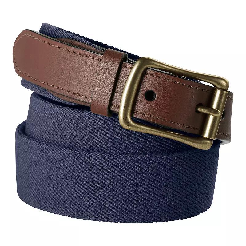 Big & Tall Lands End Elastic Surcingle Leather Trim Belt Green Product Image