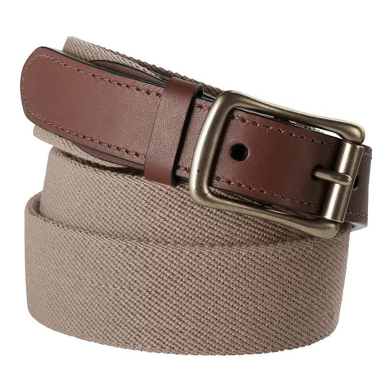 Big & Tall Lands End Elastic Surcingle Leather Trim Belt Green Product Image