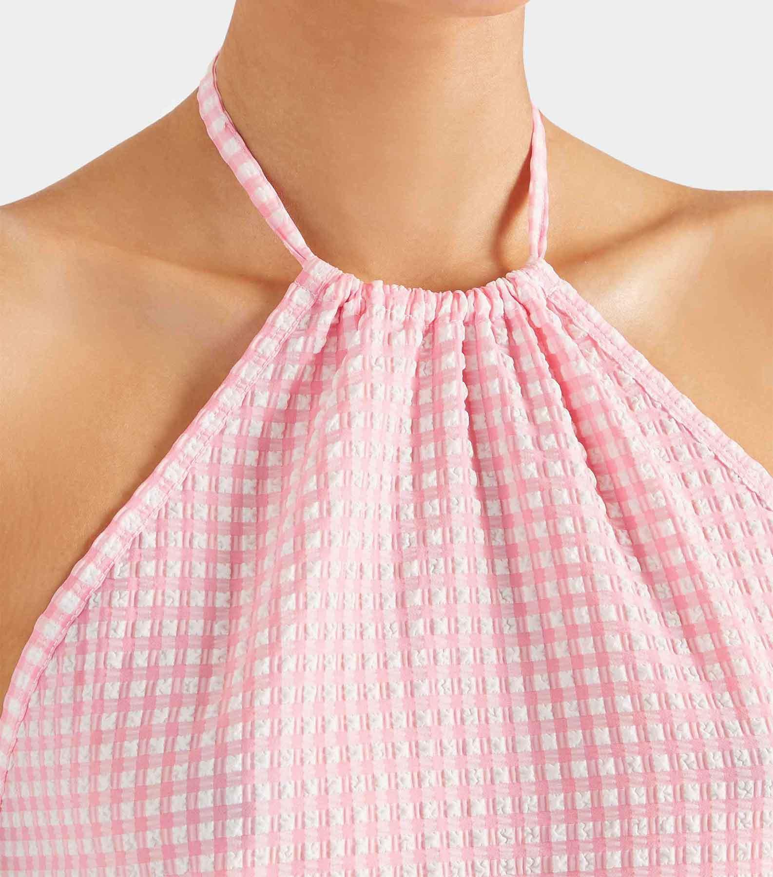Gingham Seersucker Mini Dress - Milkshake Gingham Product Image