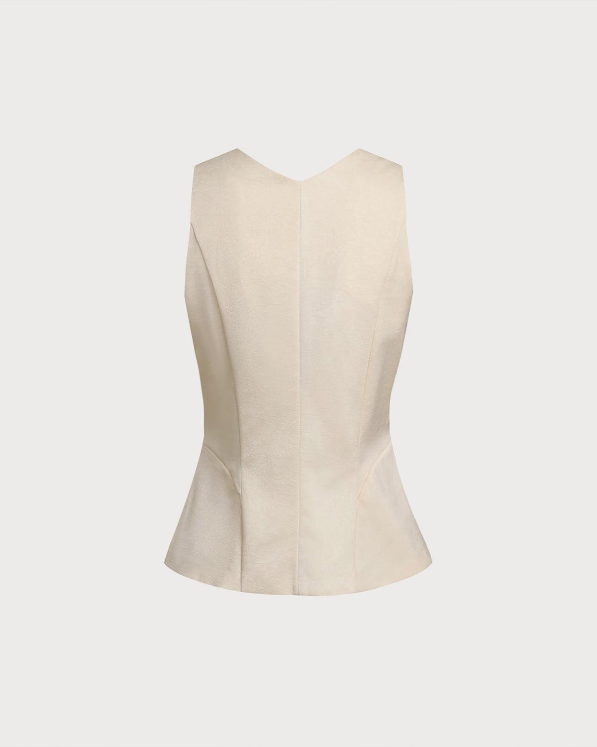 Apricot Textured Button Vest Product Image