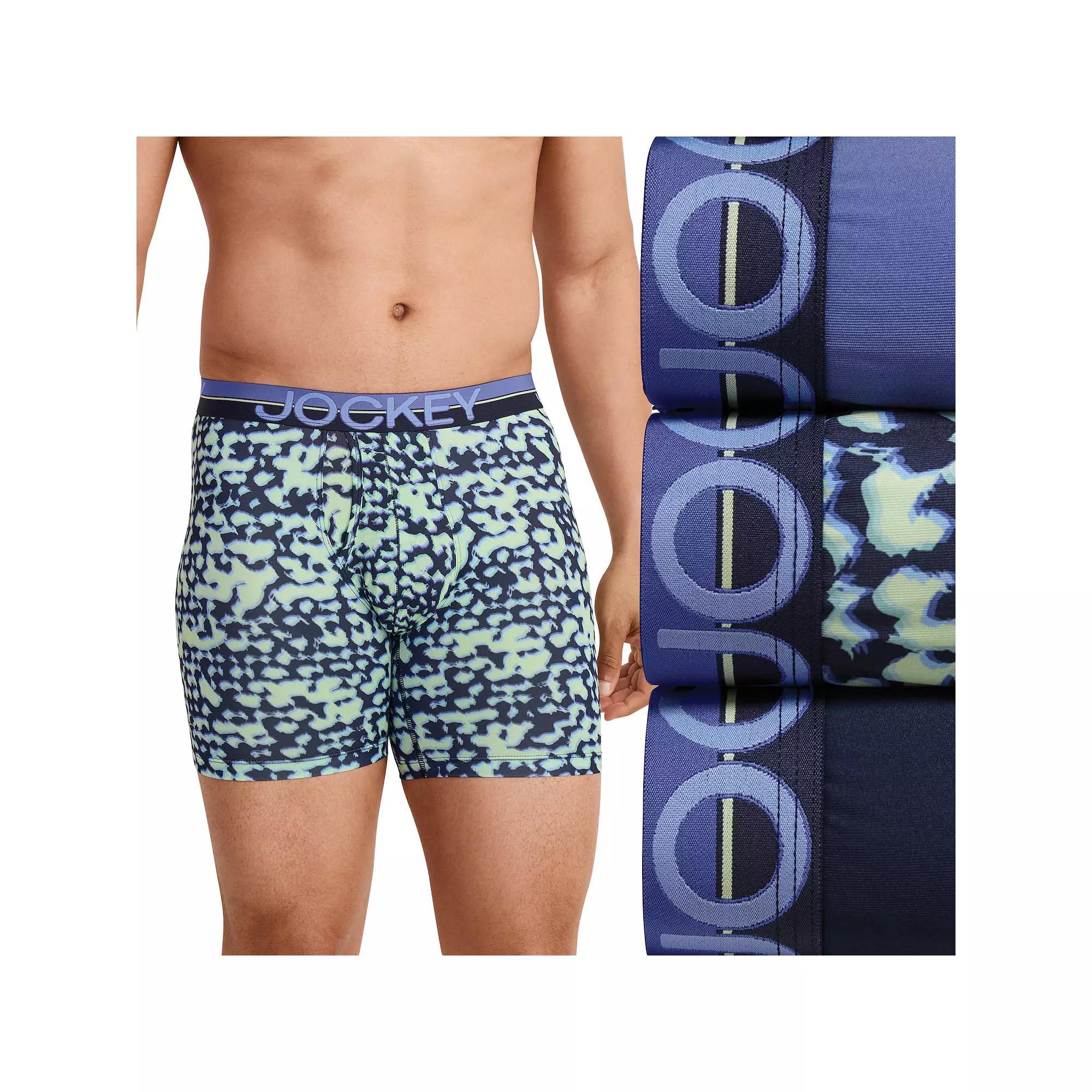 Men's Jockey® Infinite Cool 3-pack Microfiber Stretch 5" Boxer Briefs, Size: XXL, Blue Stencils Product Image