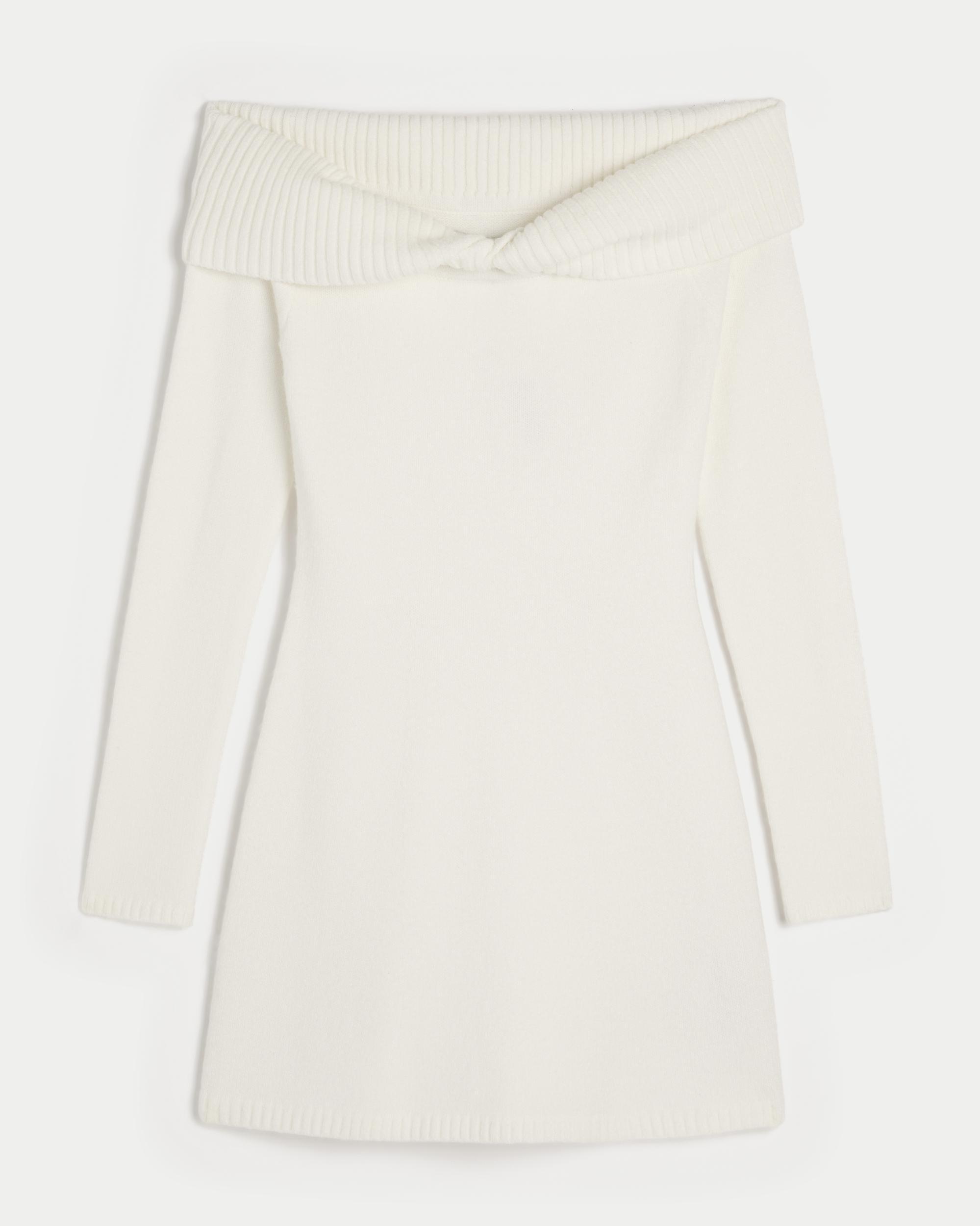 Off-the-Shoulder Twist Bust Sweater Dress Product Image