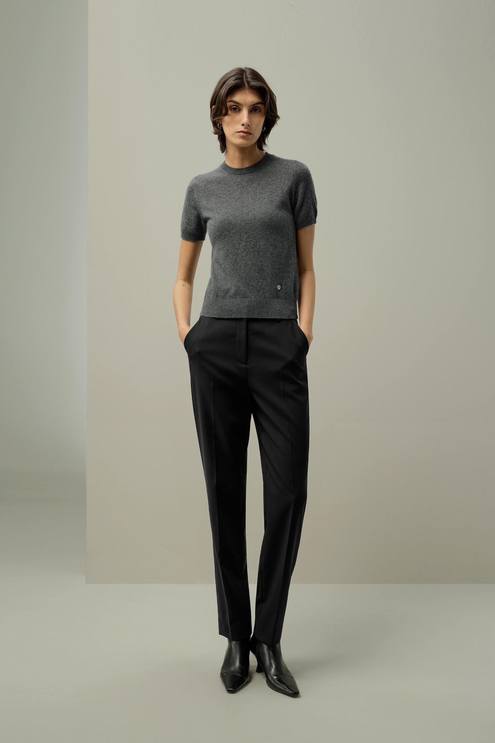 LILYSILK Women's Cashmere Fitted Short Sleeve Top, 100% Pure Cashmere, Soft & Breathable, Medium Gray, XL Product Image