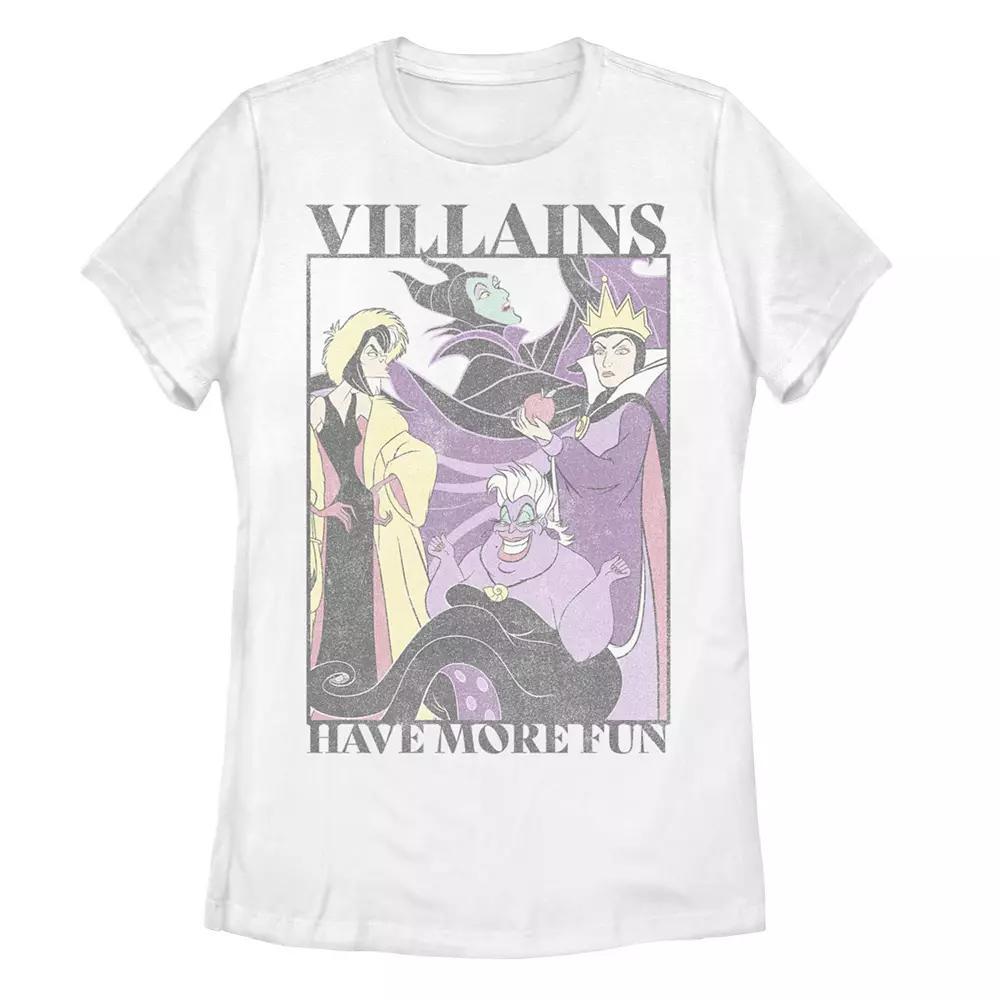 Disney Villains Have More Fun Juniors' Graphic Tee, Girl's, Size: Large, White Product Image