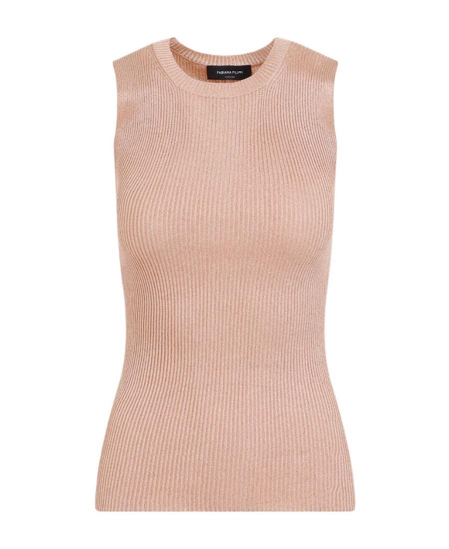 FABIANA FILIPPI Lurex Ribbed Tank Top In Nude Product Image