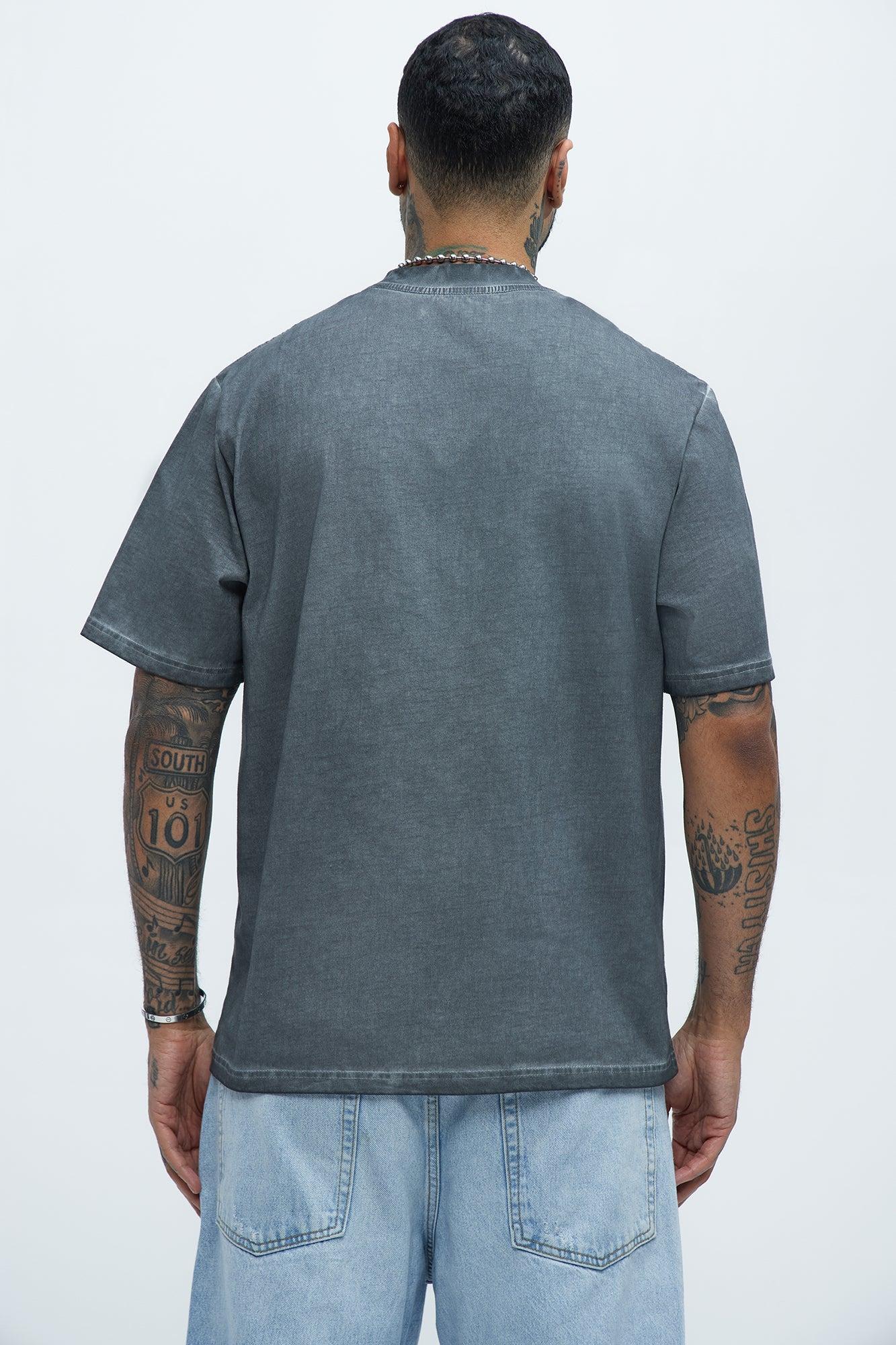 Tinted Wash Oversized Heavyweight Short Sleeve Tee - Grey Product Image