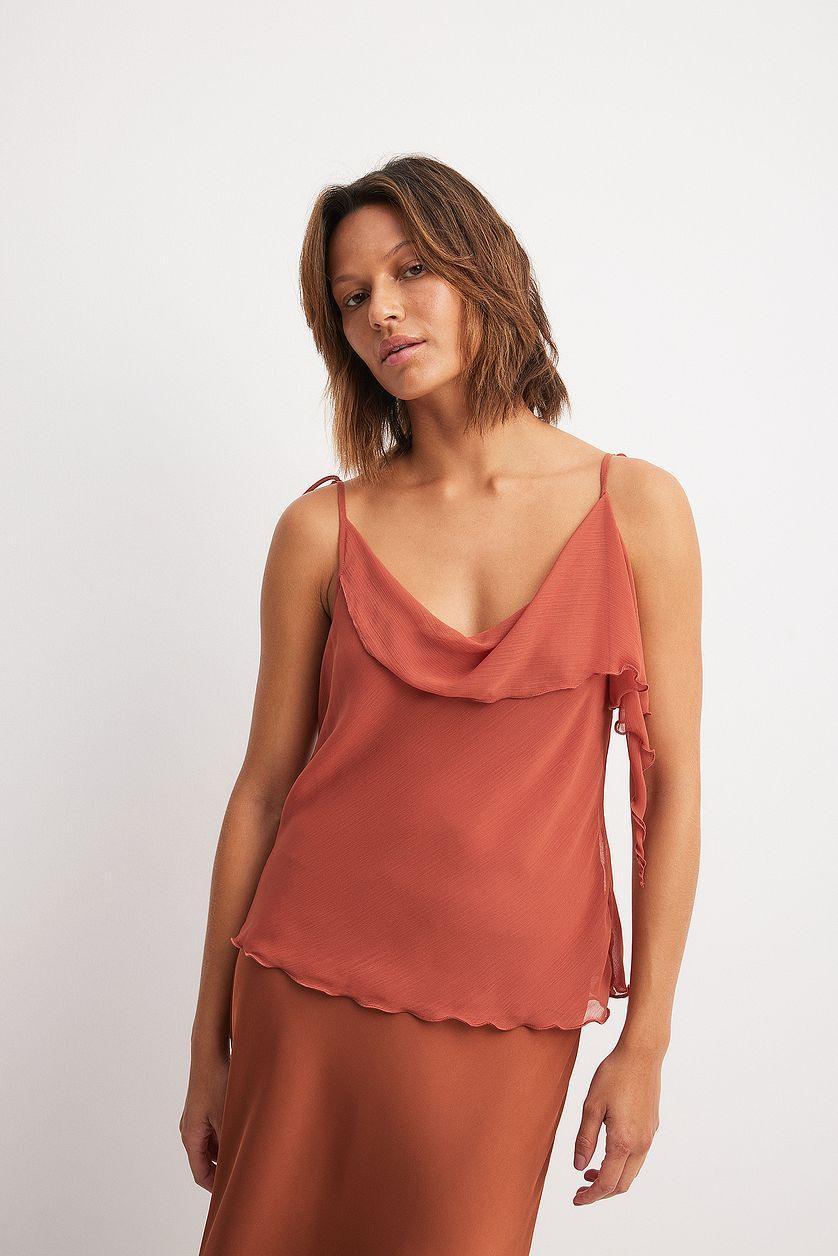 Ruffle Chiffon Tie Detail Top Product Image