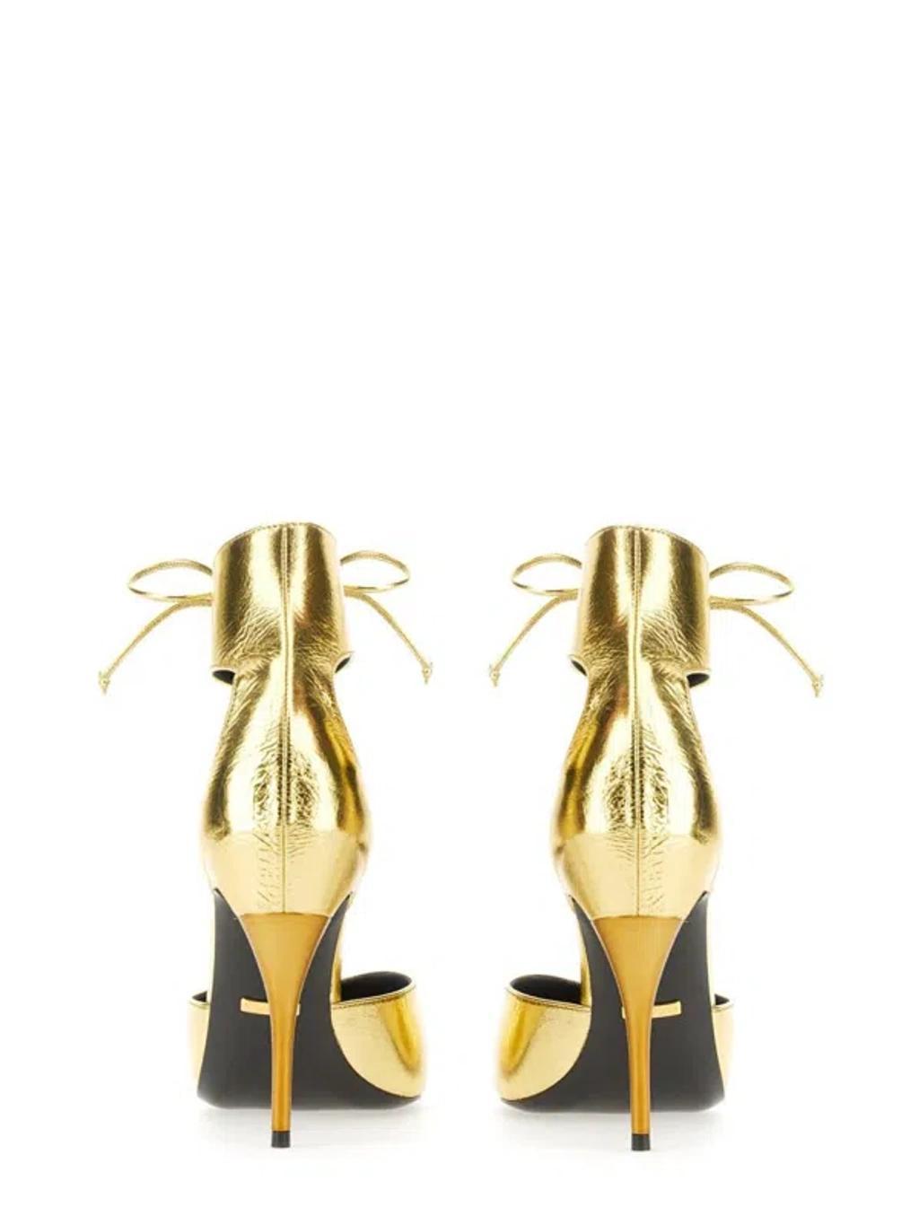 Metallic Effect High Heeled Pumps In Gold Product Image