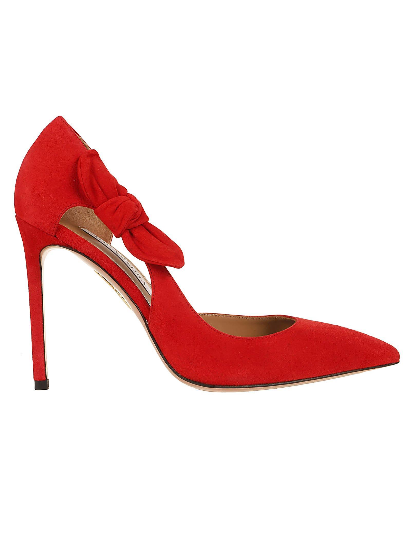 AQUAZZURA Very Bow Tie Pointed Toe Pump In Red Product Image