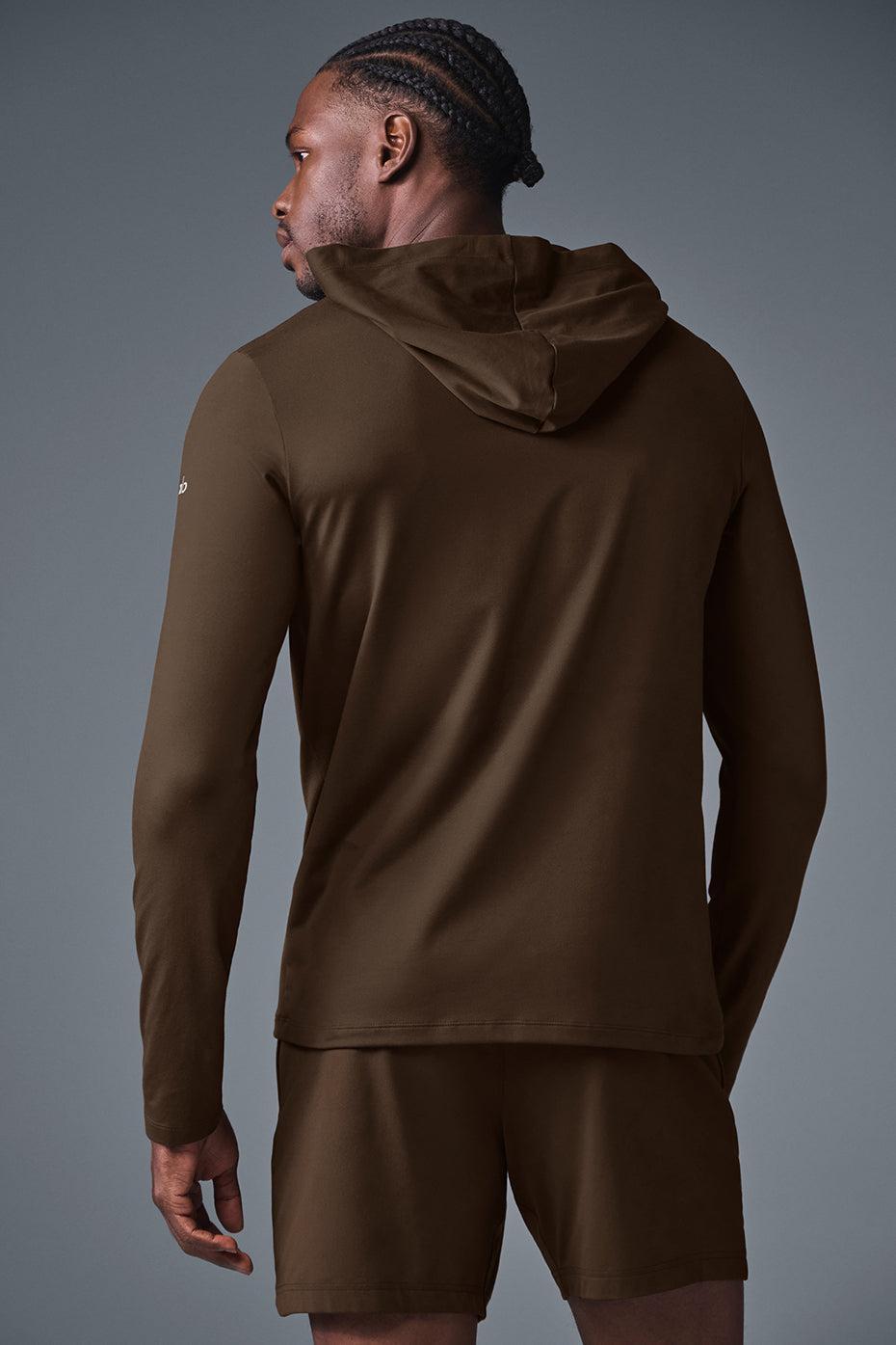 ALO | Conquer Reform Long Sleeve With Hood Sweatshirt Brown Product Image