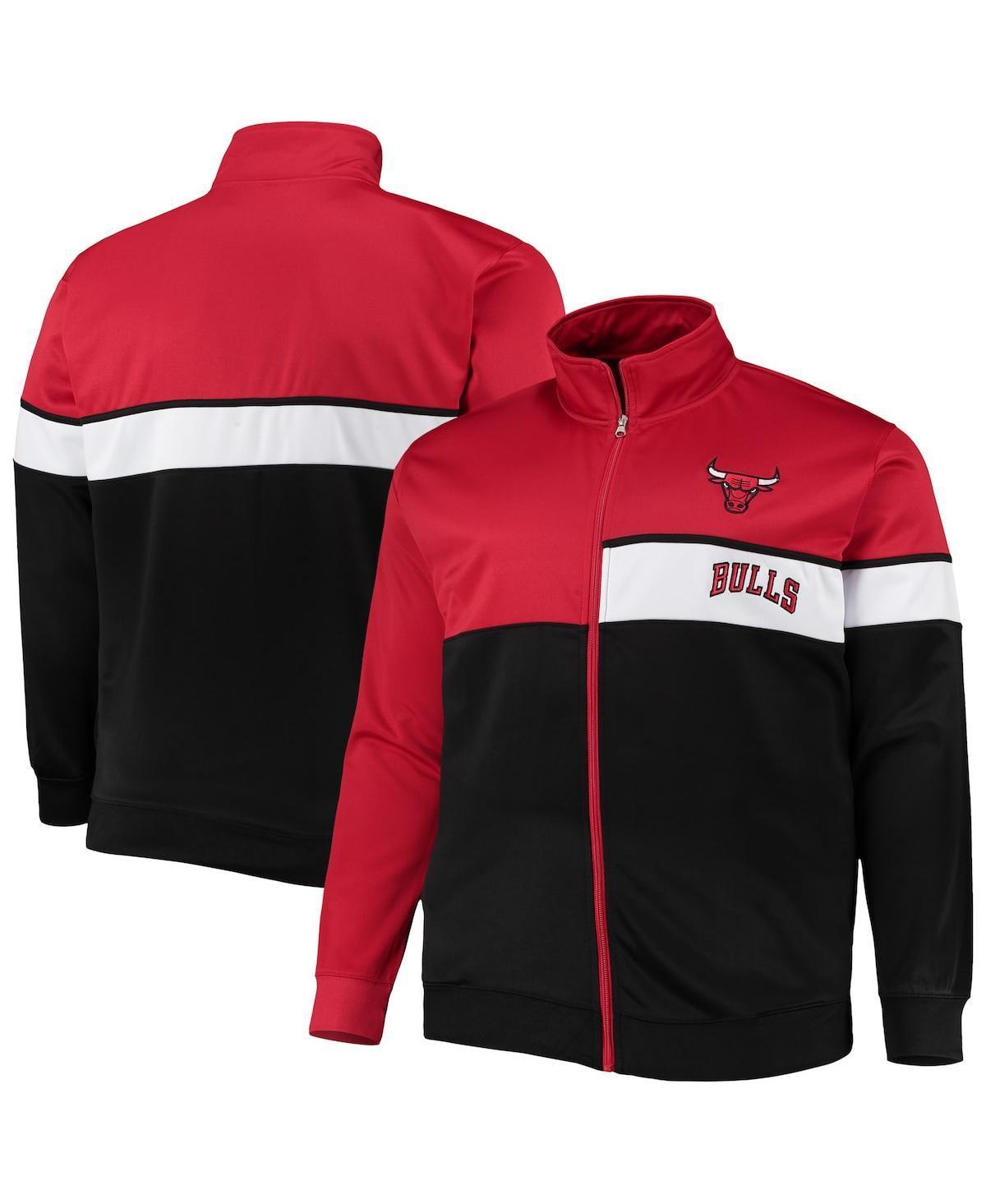 Mens /Black Chicago Bulls Big & Tall Pieced Body Full-Zip Track Jacket Product Image